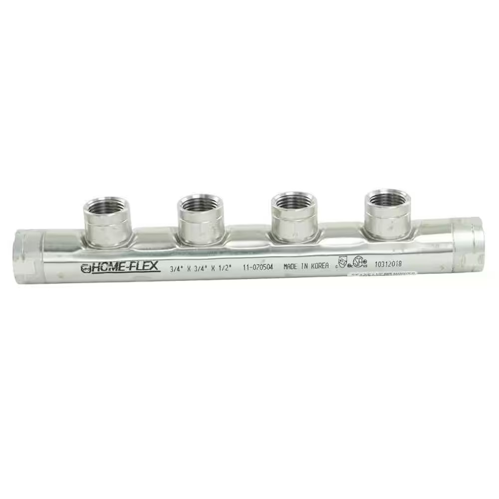 3/4 In. X 3/4 In. X (4) 1/2 In. CSST FIPT Stainless Steel Manifold