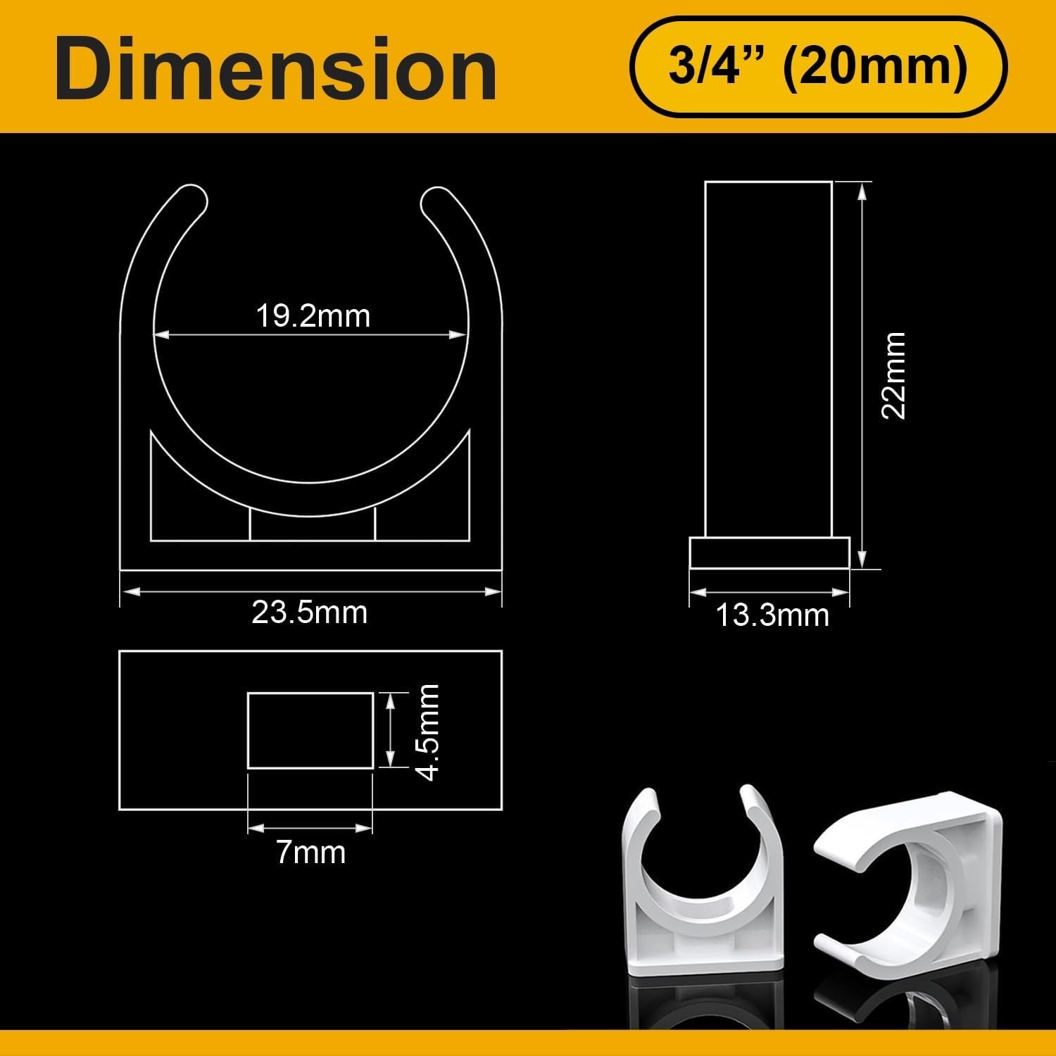 100 Pcs U-Shaped PVC Pipe Clamps, 20Mm White Clips for 1/2″ Water Pipes, Durable