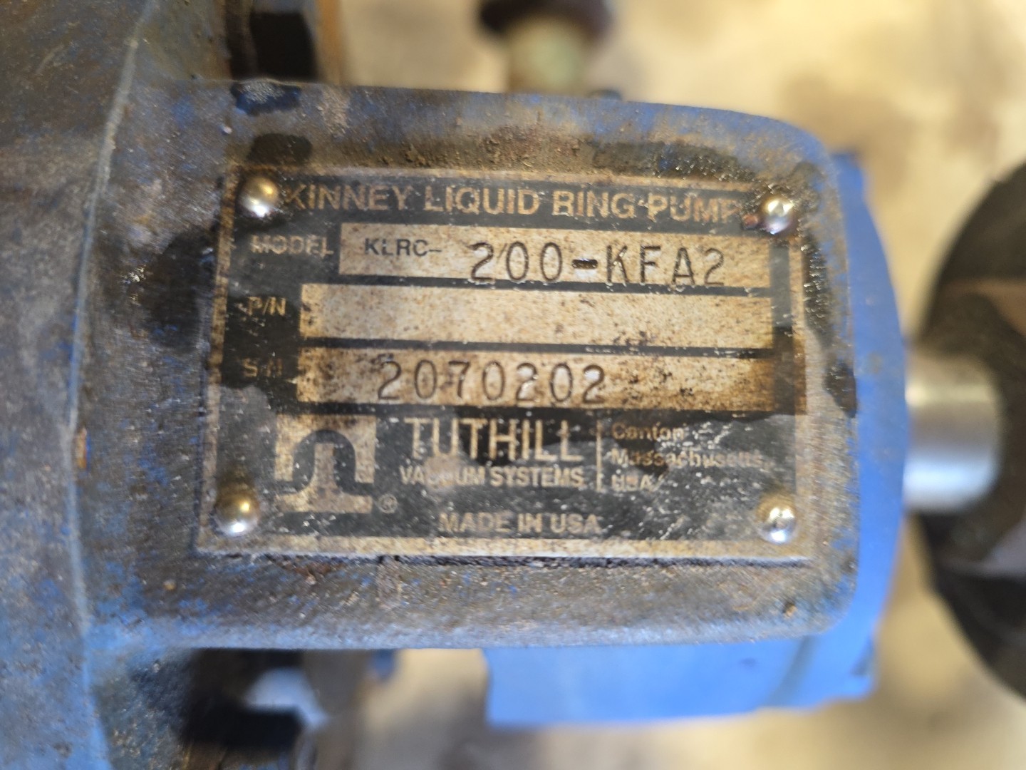 Kinney Tuthill Liquid Bing Pump KLRC200-KEA2