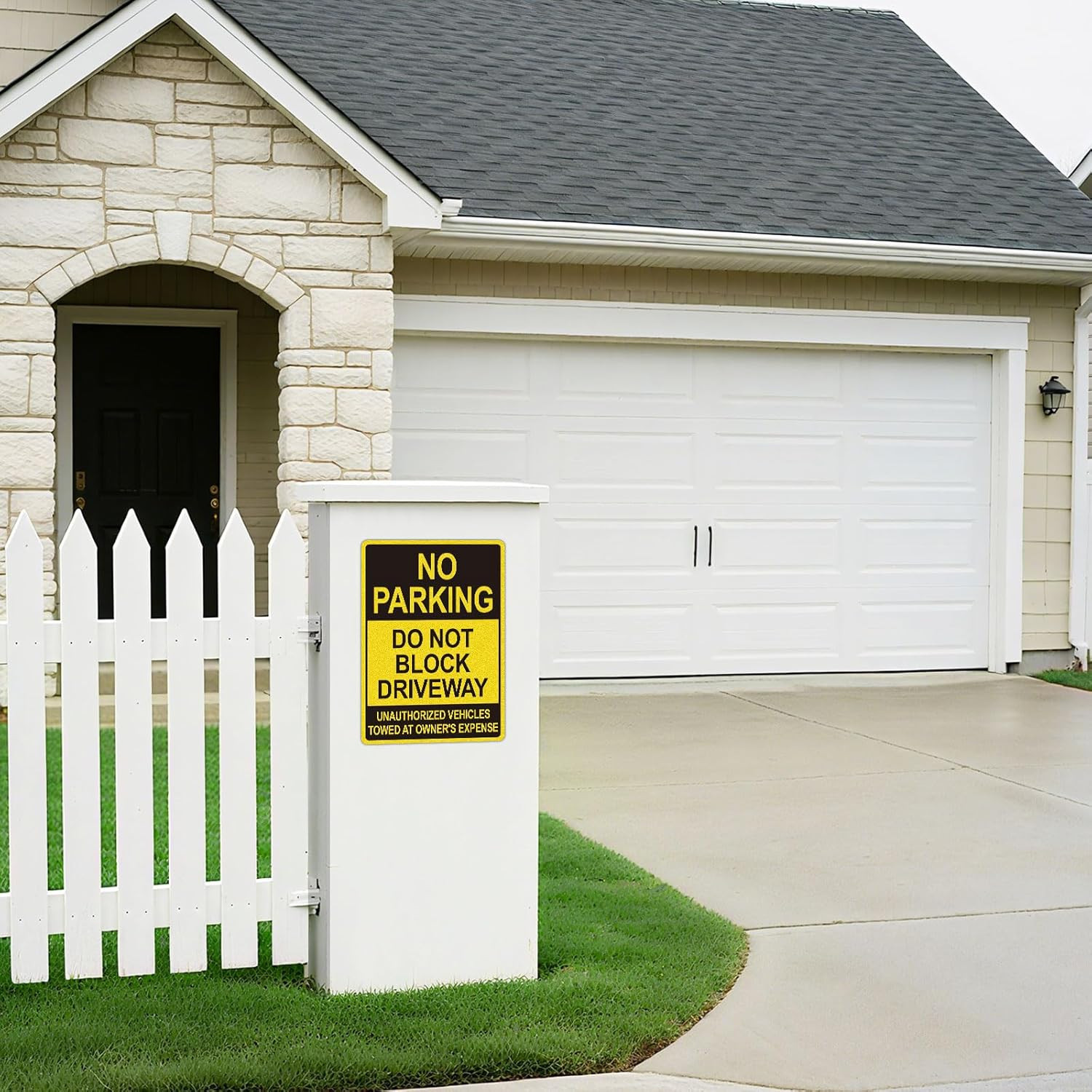 No Parking Signs Do Not Block Driveway Sign, Unauthorized Vehicles Towed at Owne