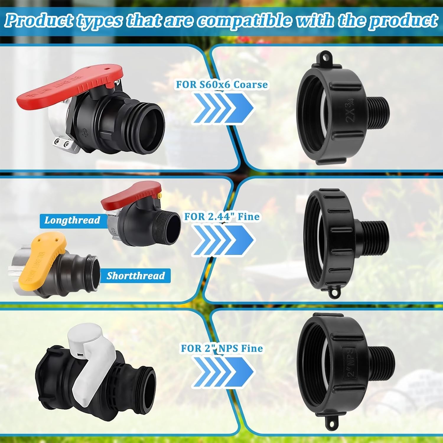 250 Gallon IBC Water tote Hose Adapter, IBC Drain Adapter,Water Hose Male Ada…