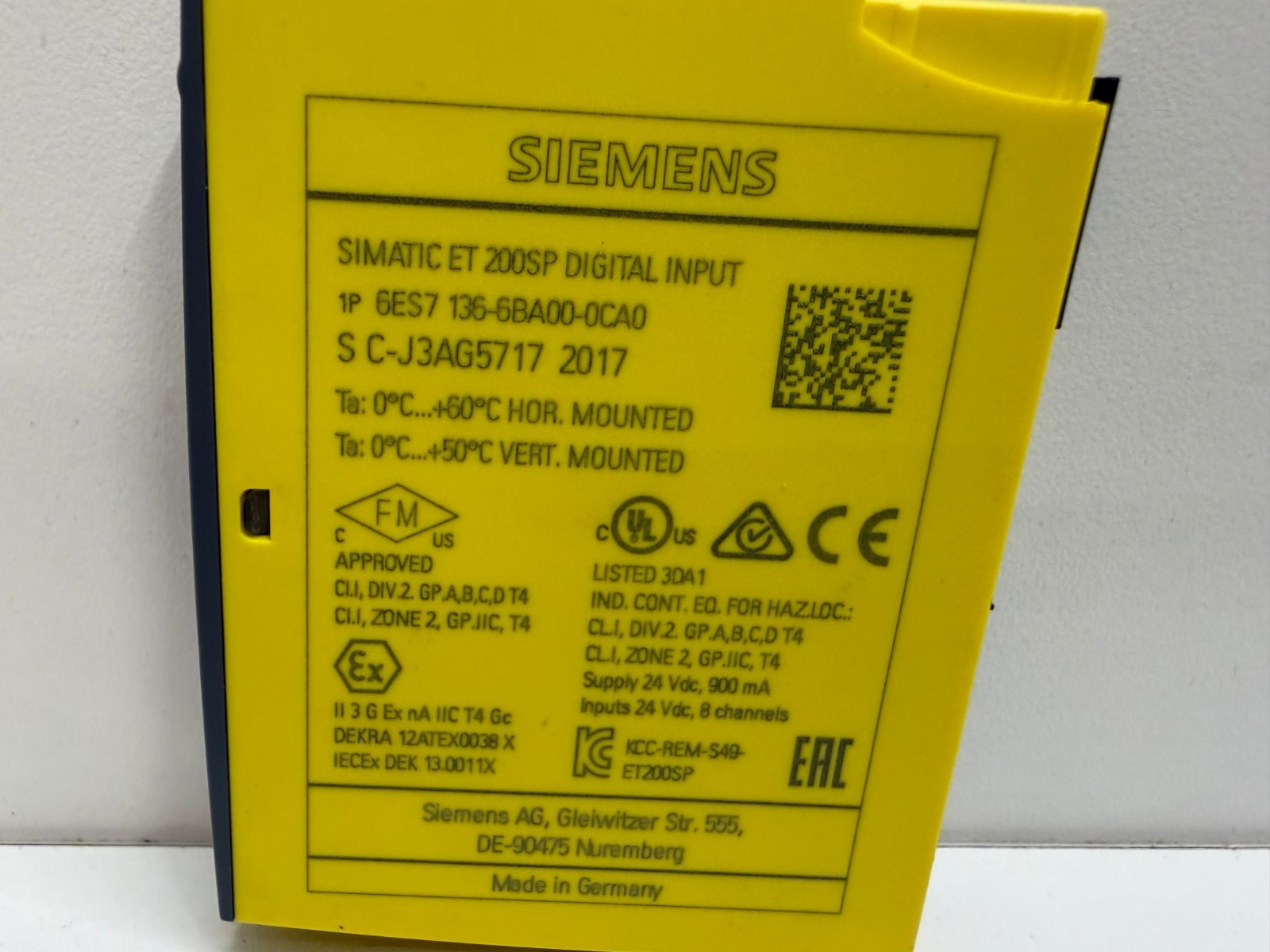 GOOD USED! SIEMENS 24VDC DIGITAL INPUT MODULE 6ES7136-6BA00-0CA0