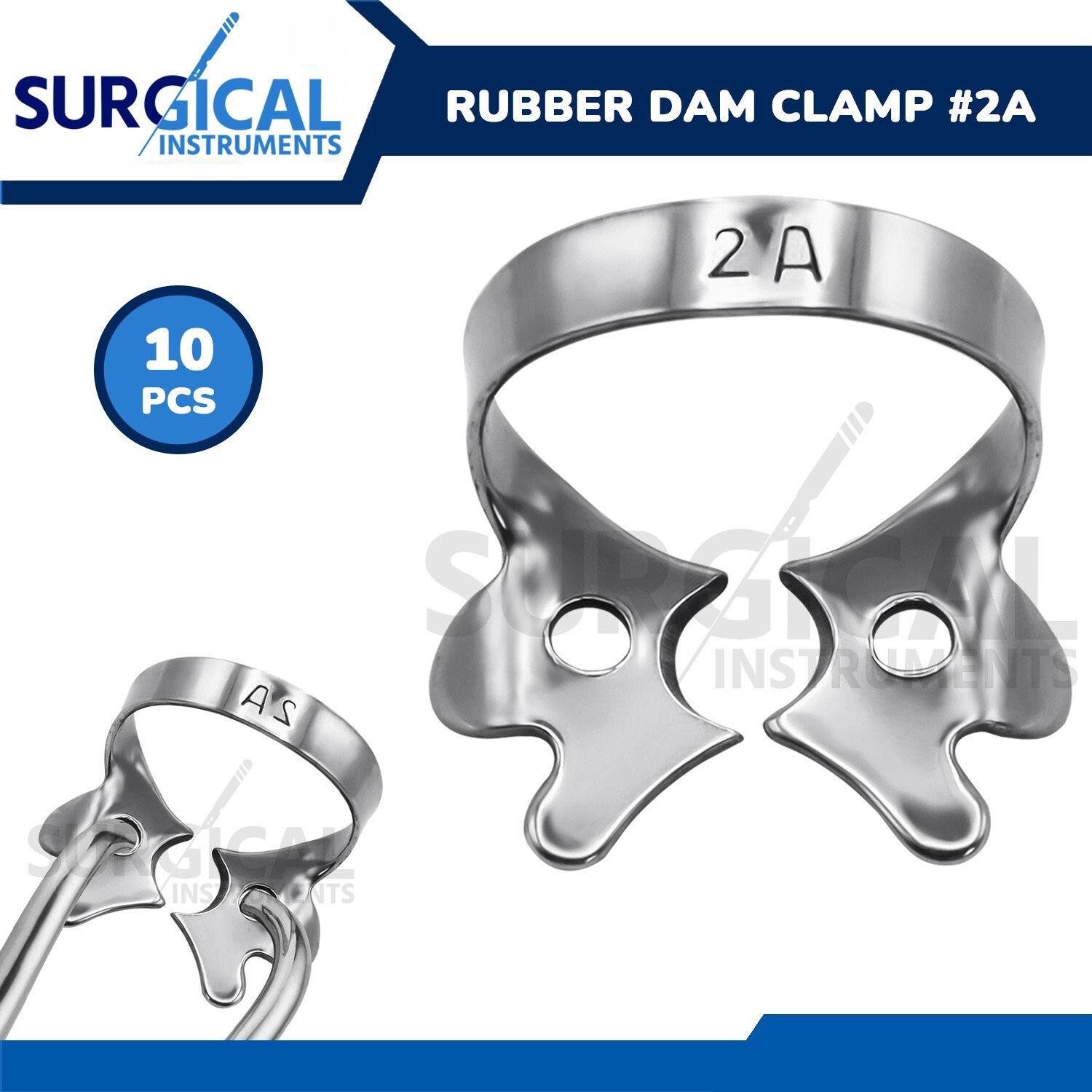 10 Endodontic Rubber Dam Clamps #2A Stainless Steel Surgical Dental German Grade