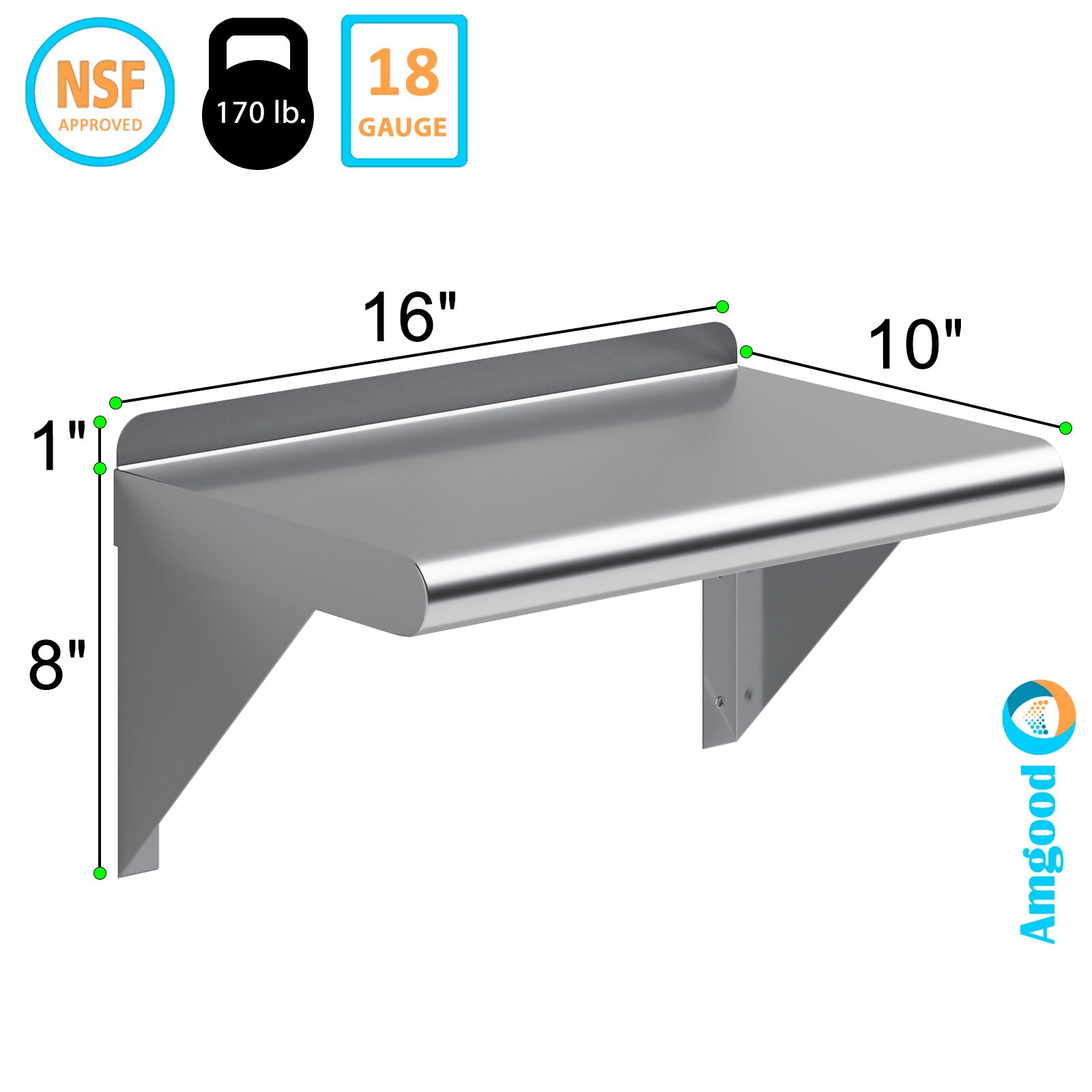10 in. x 16 in. Stainless Steel Wall Shelf