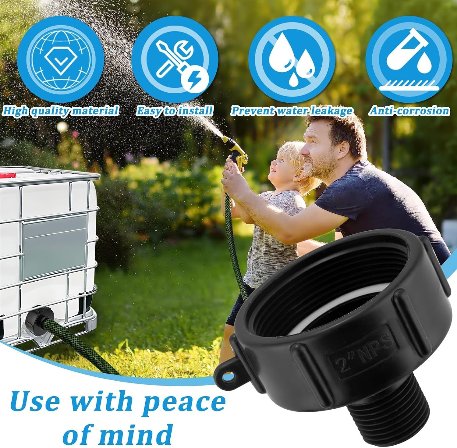 250 Gallon IBC Water tote Hose Adapter, IBC Drain Adapter,Water Hose Male Ada…