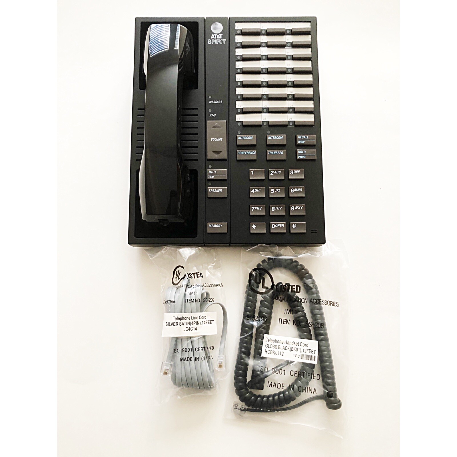 AT&T Lucent Spirit 24 Button Telephone Misty Creme Black