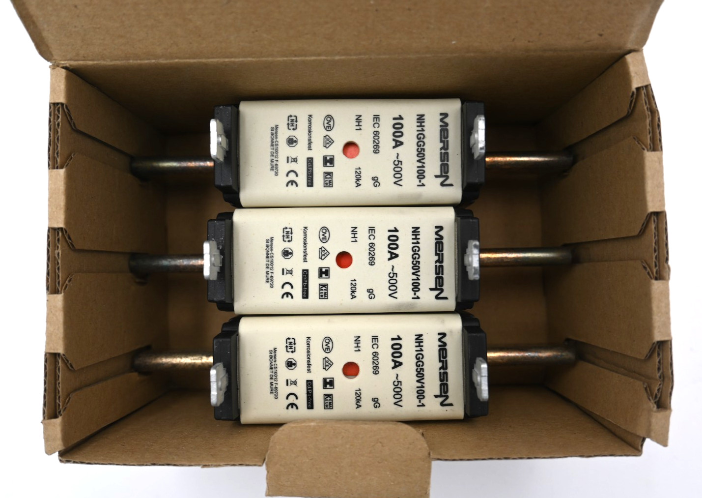 MERSEN NH1GG50V100-1 FUSE 100A~500V W215184 BOX OF 3PCS