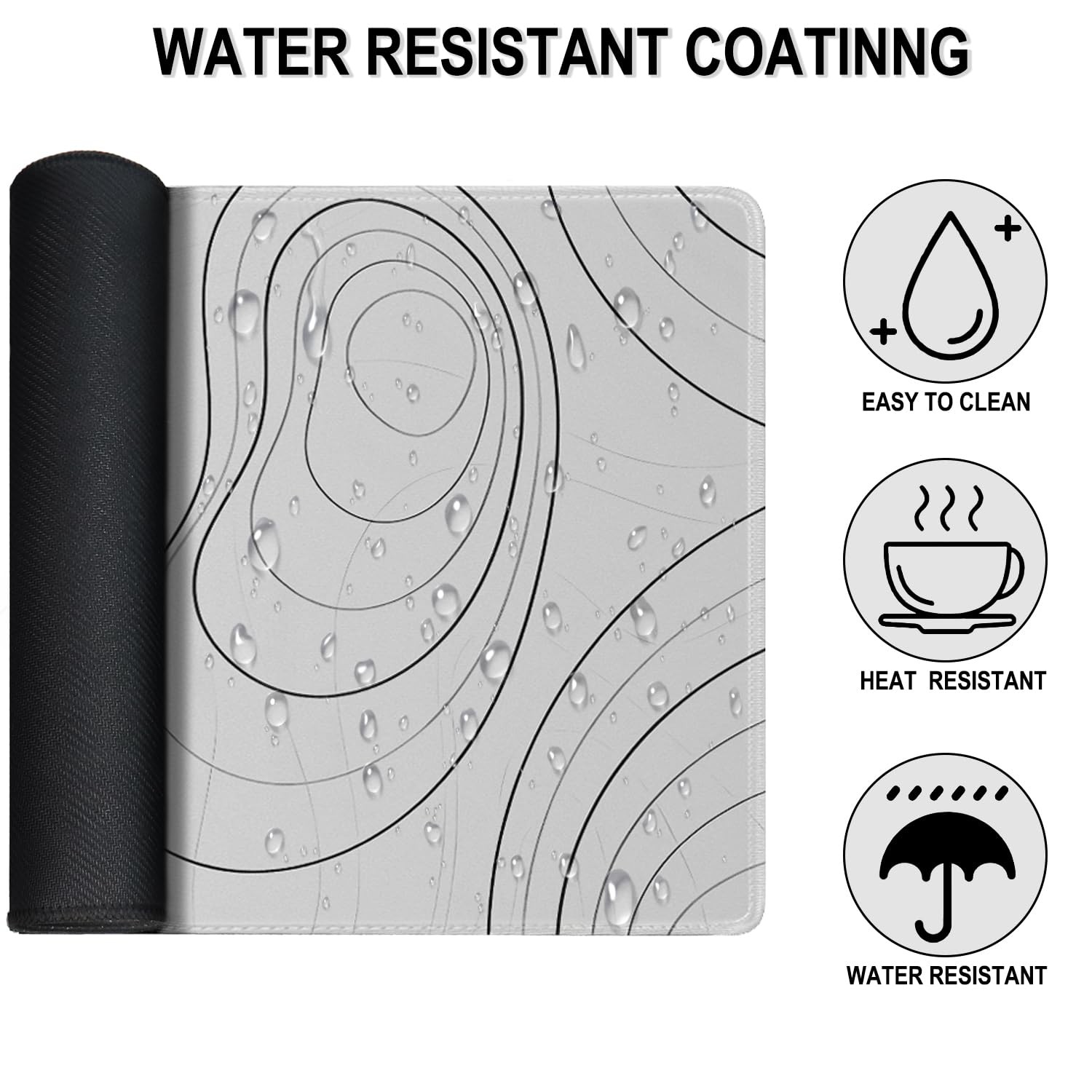Large Mouse Pad, 31.5″ x15.7″ 31.5 inches x 15.7 inches, White Black Lines