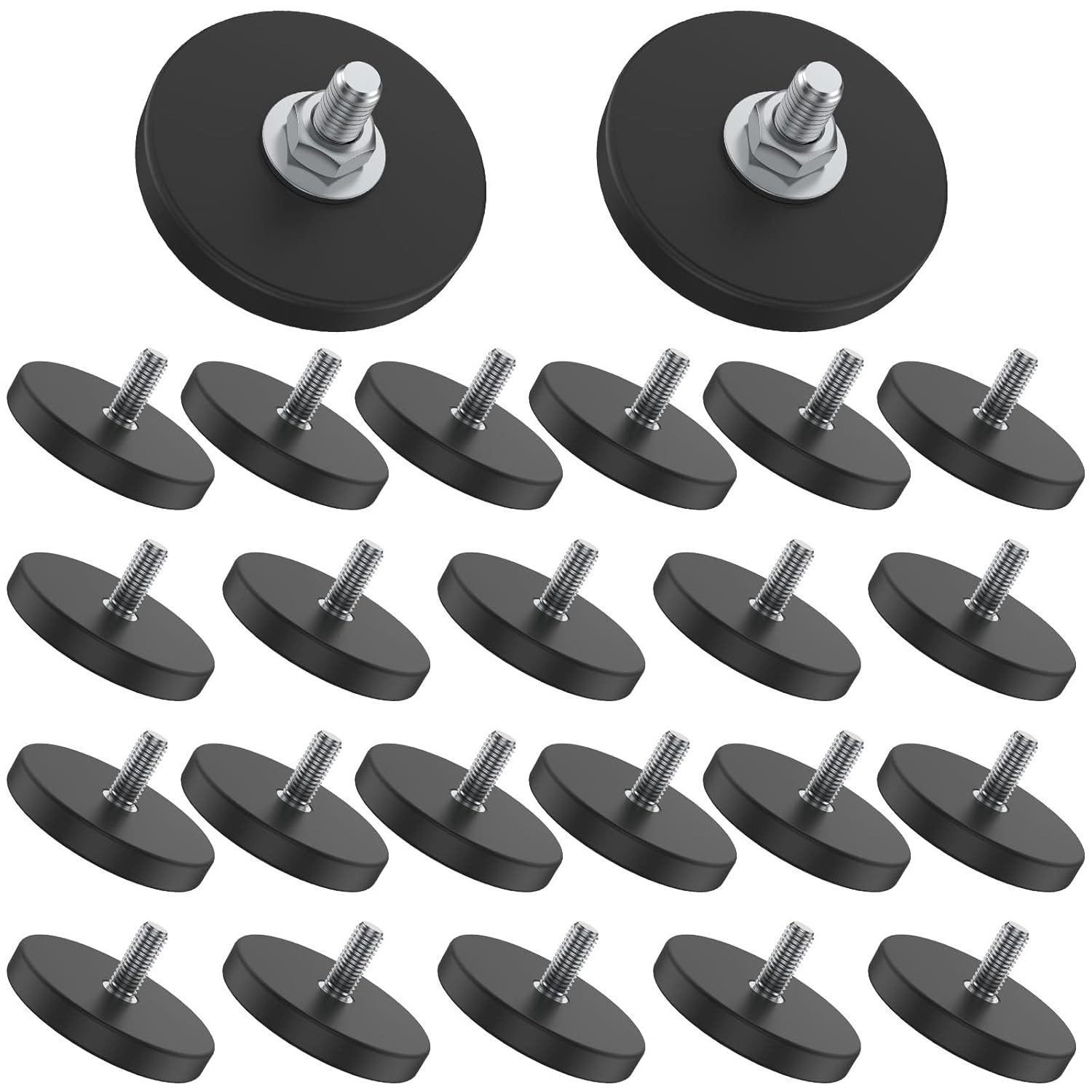24 Pack Rubber Coated M6 Rock Light Magnets 1.69 Inch Mounting Magnetic Stud New