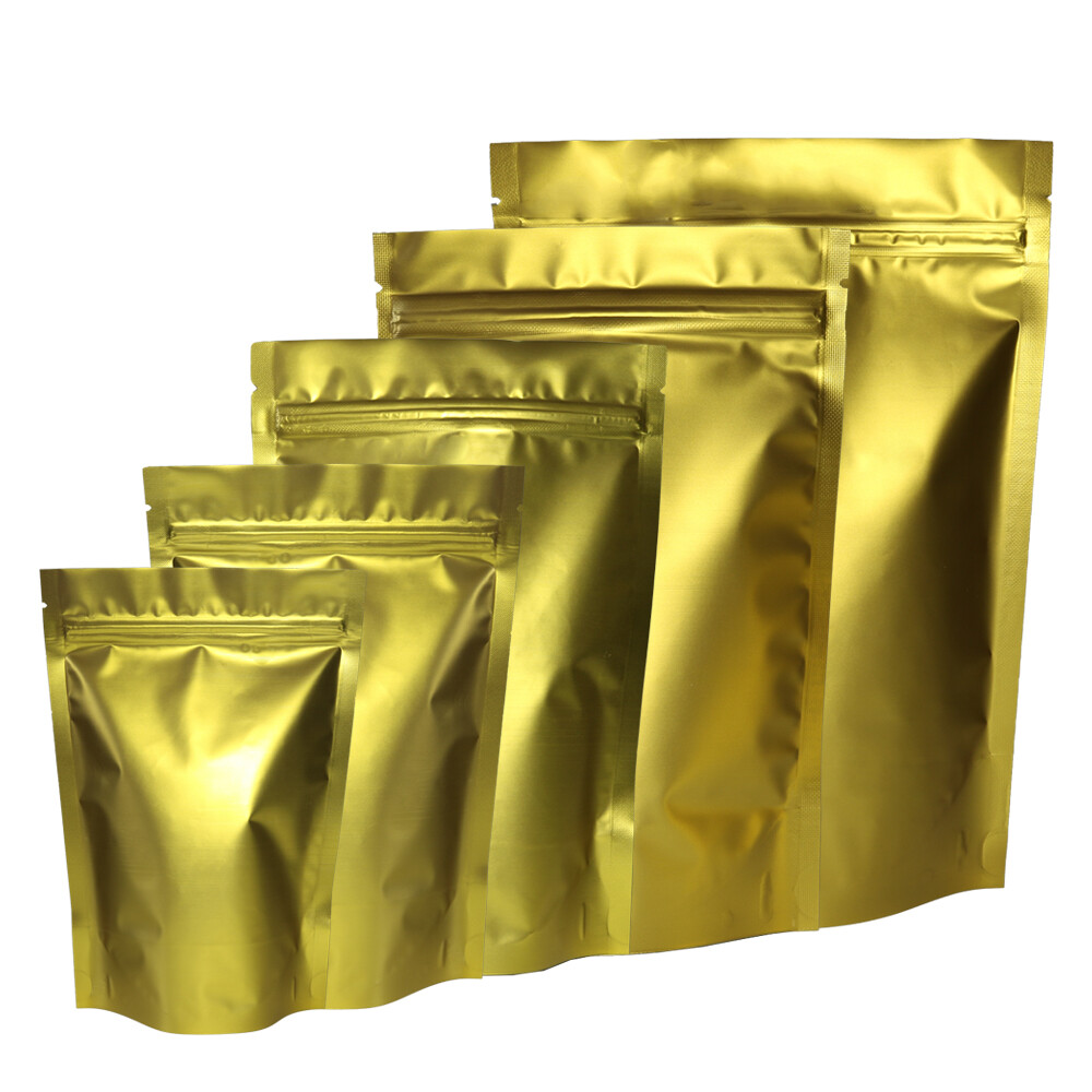 100pc Gold Black Pink Green Silver Matte Resealable Bags (~3x5in/4x6in/5x7in)
