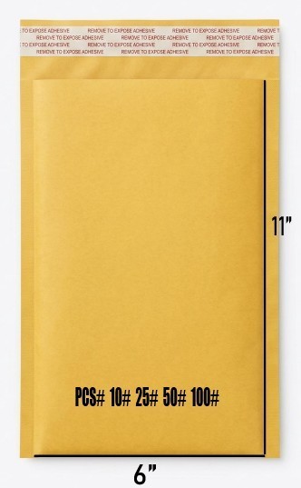 # 6″x11″ Kraft Paper Bubble Padded Envelopes WaterProof #Pcs #10 #25 #50 #100