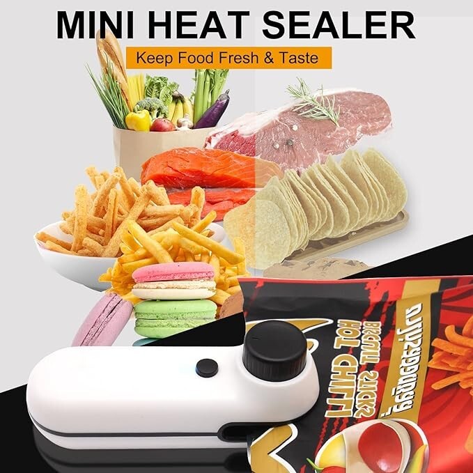 Mini Bag Sealer, 2PACK Bag Sealer Heat Seal Rechargeable and Cutter, Mini Chip