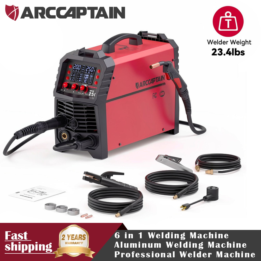 ARCCAPTAIN 250A MIG Welder Gas MIG/Gasless MIG/Stick/Lift TIG 6 in 1 110V 220V