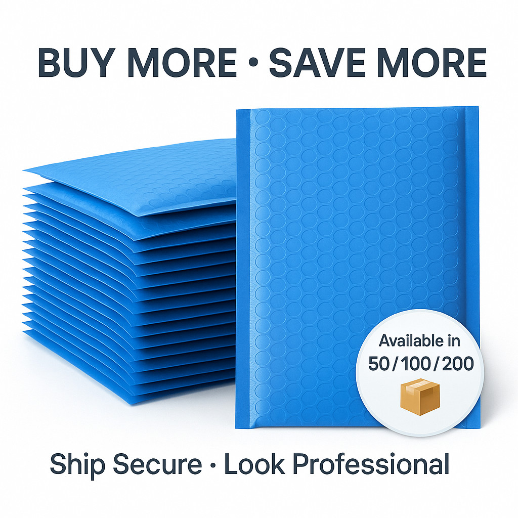 4×8 Bubble Mailers Poly Padded Envelopes Self Seal Shipping Pack Blue