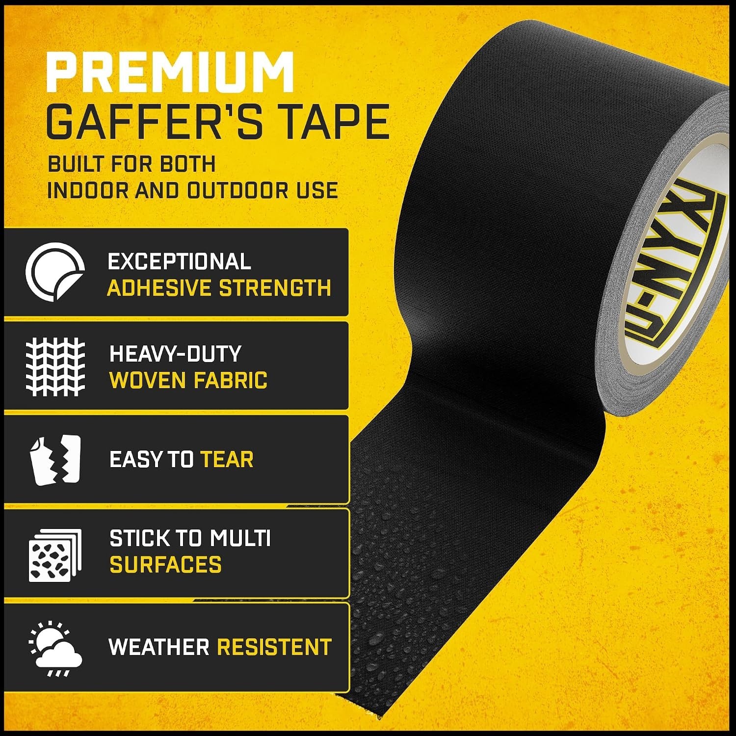 Gaffer Tape 2 Inch x 1 Pack Black Gaffing Tapes, Heavy Duty No Residue, Matte