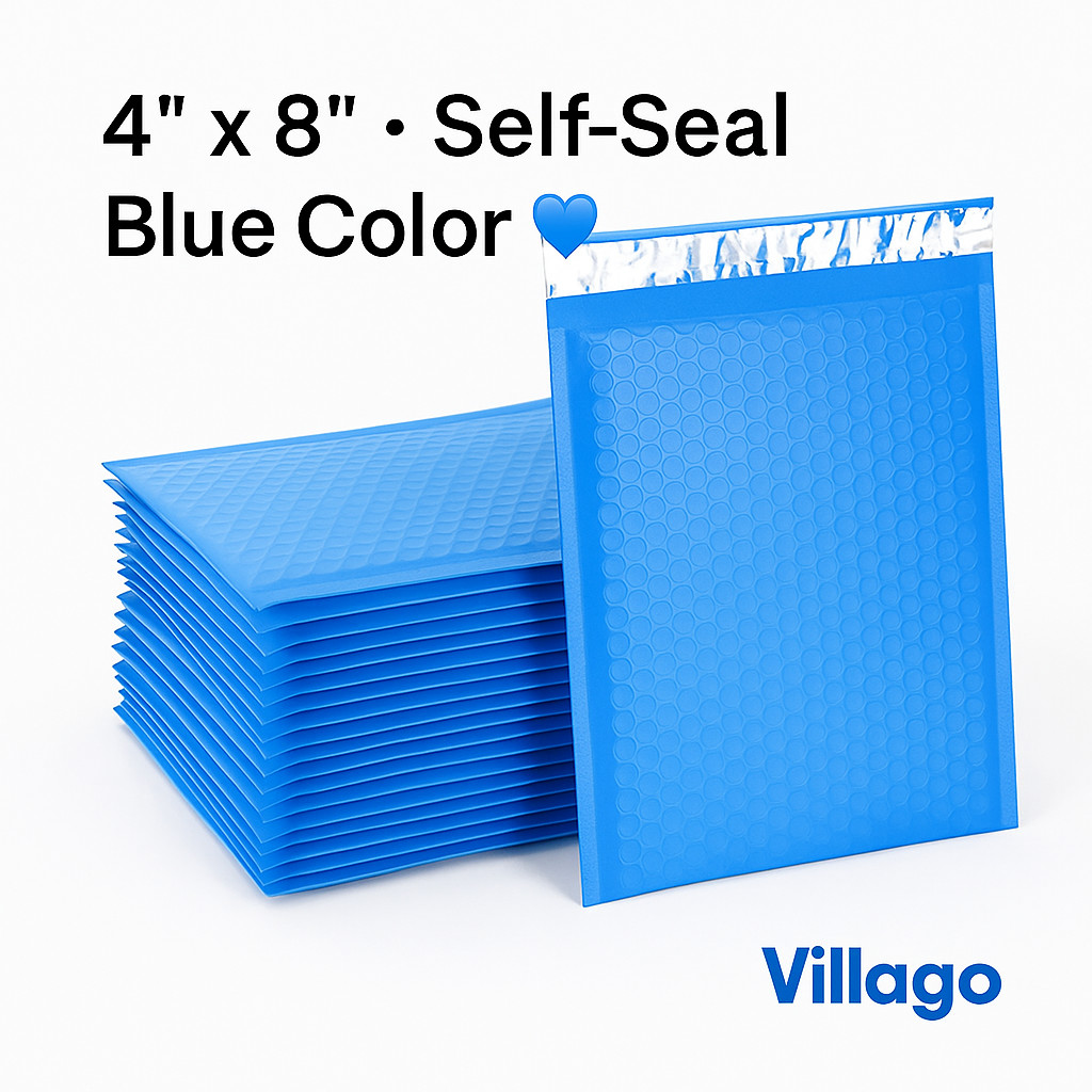 4×8 Bubble Mailers Poly Padded Envelopes Self Seal Shipping Pack Blue