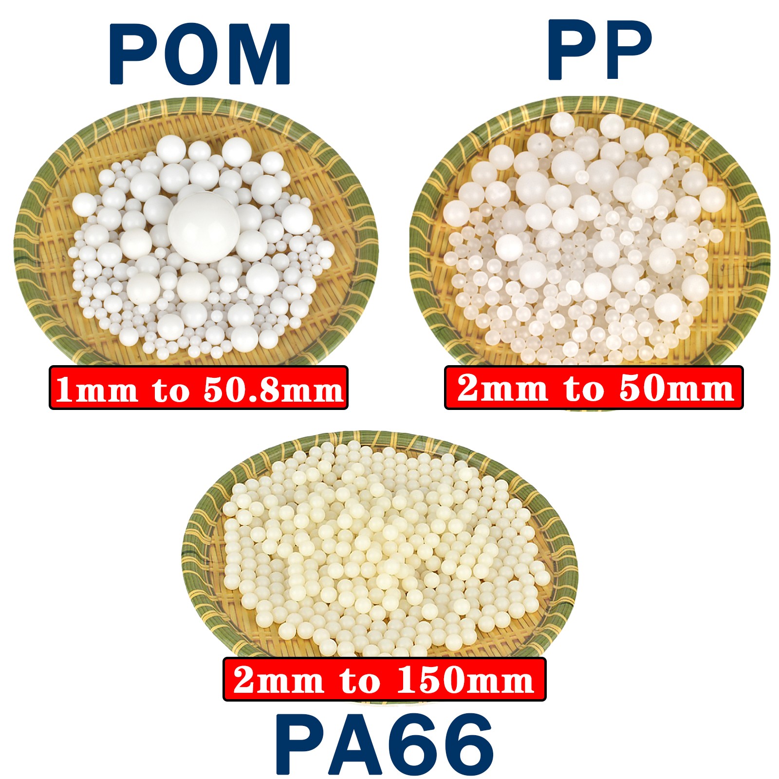 Metric Plastic Ball POM/PP/PA Nylon Plastic Solid Plastic Bearing Balls All Size