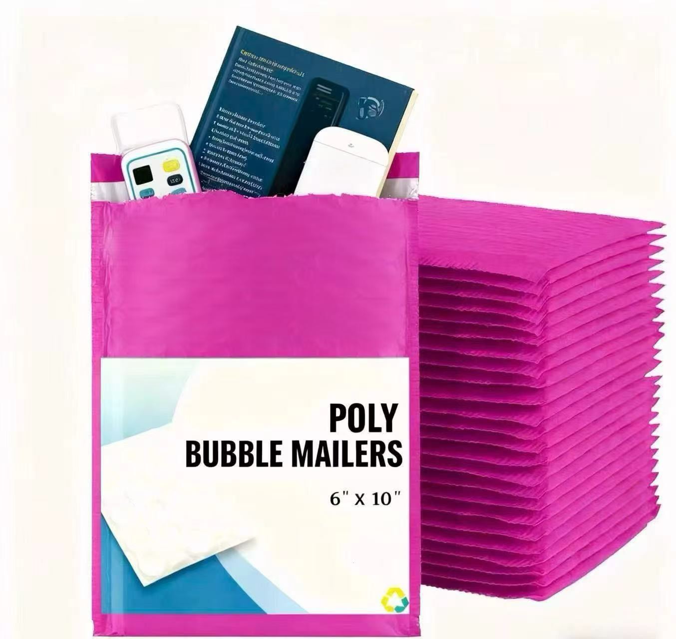 #0 6×10 (6×9) Poly Bubble Mailer Padded Envelope Shipping Bag Premium Hot Pink
