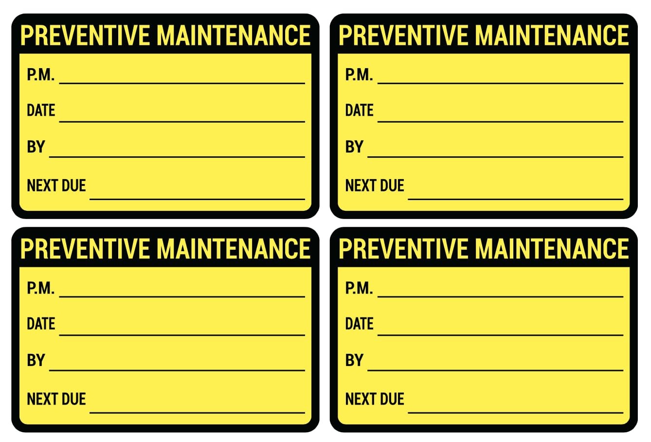 2×3 inch 200 PCS Black Yellow Preventive Maintenance Stickers for Machines an…
