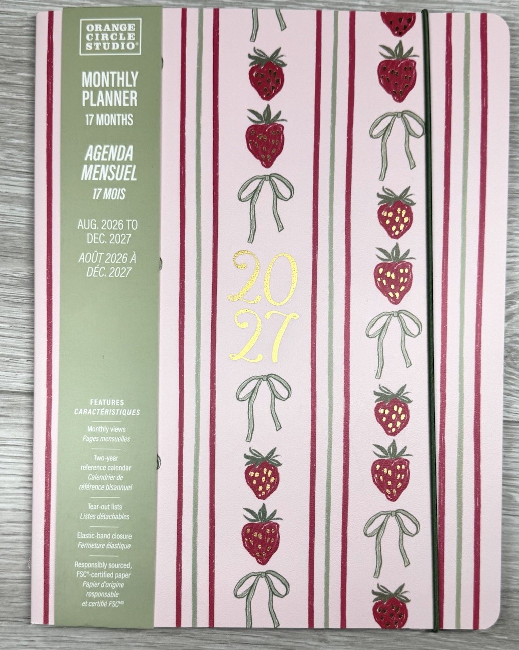 2027 Orange Circle Studio Monthly Planner 17 Month Pink Red Strawberry MEDIUM