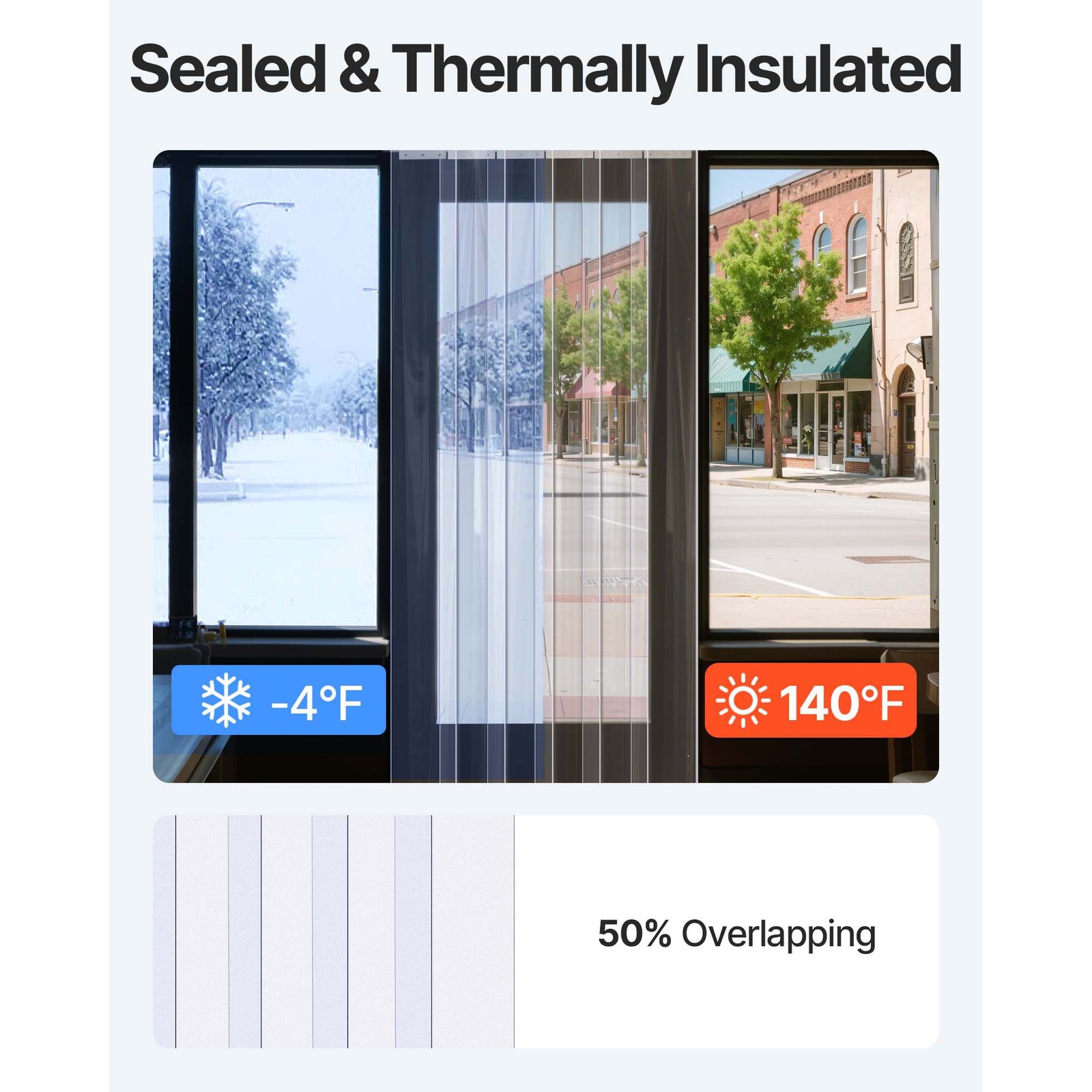 VEVOR Strip Curtain PVC Door Curtain 38″ x 84″ Cooler Freezer Clear Plastic