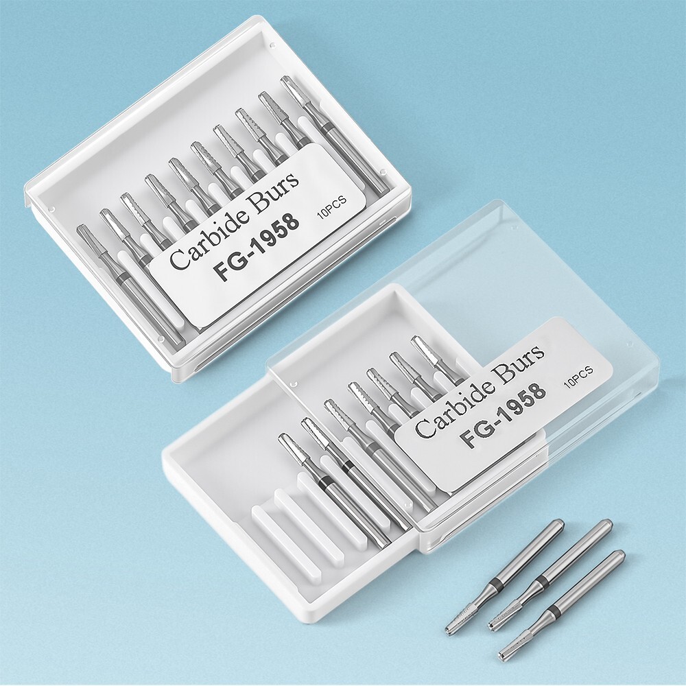 Dental Tungsten Steel Carbide Crown Metal Cutting Bur FG-1957/FG-1958 High Speed