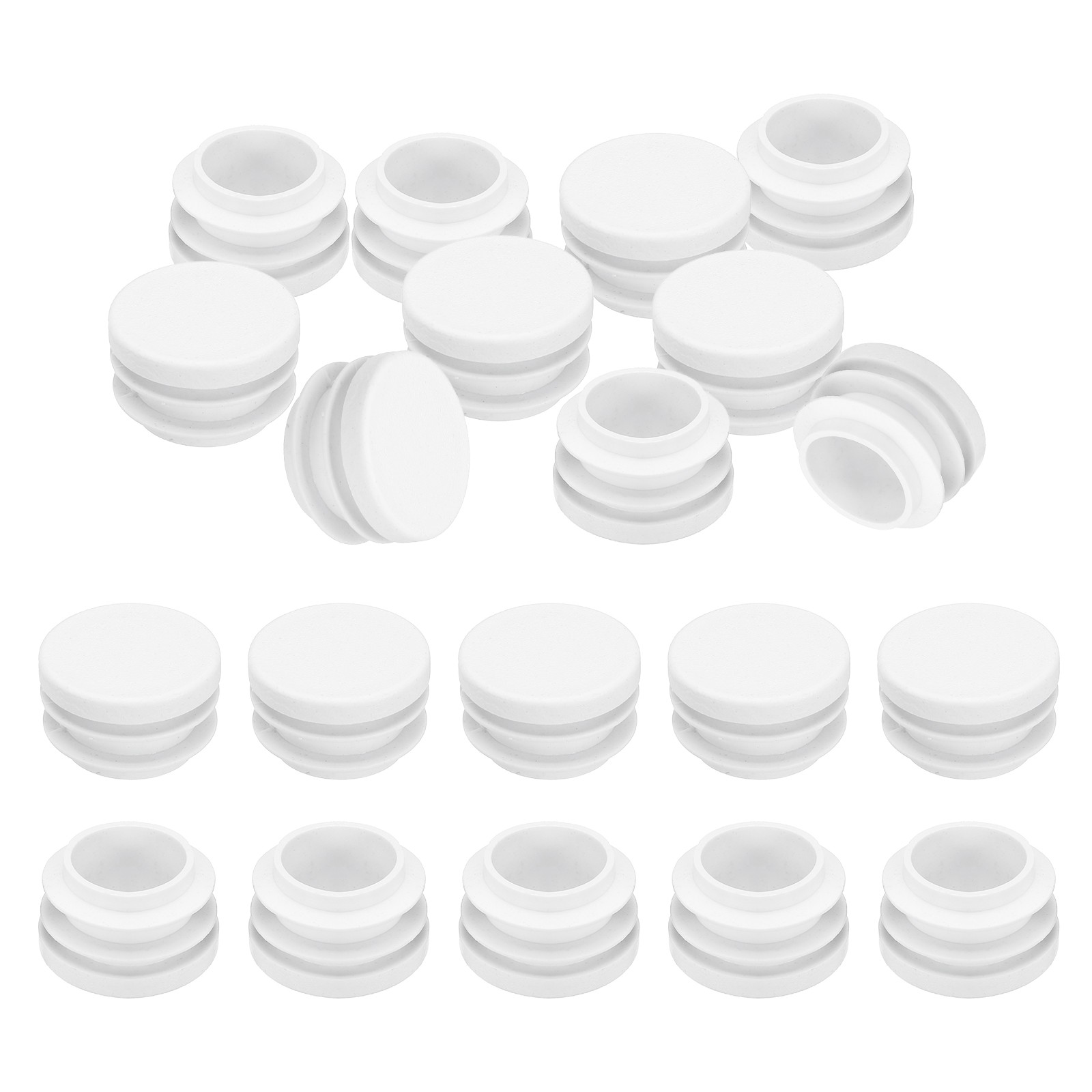 20Pcs 1″ Plastic Tubing End Caps Round Hole Plug Insert White