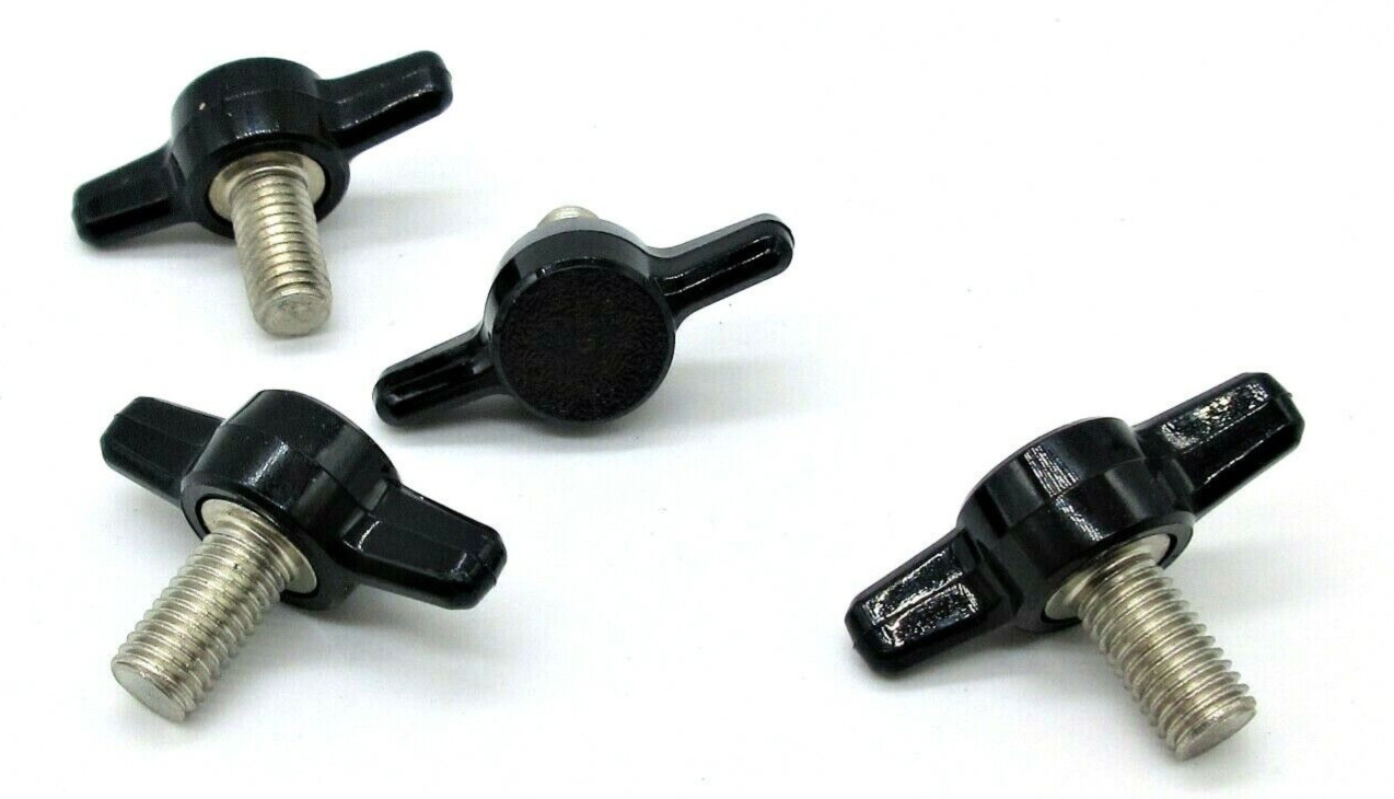 1/4″- 28 Fine x 3/4″ Thumb Screws Tee Wing Delrin Head SS USA 4 per package