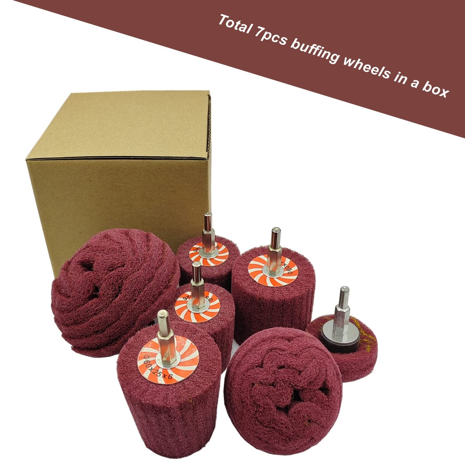 7 PCS Non Woven Abrasive Buffing Wheels Drill Attachment, Scouring Pads Wheel…