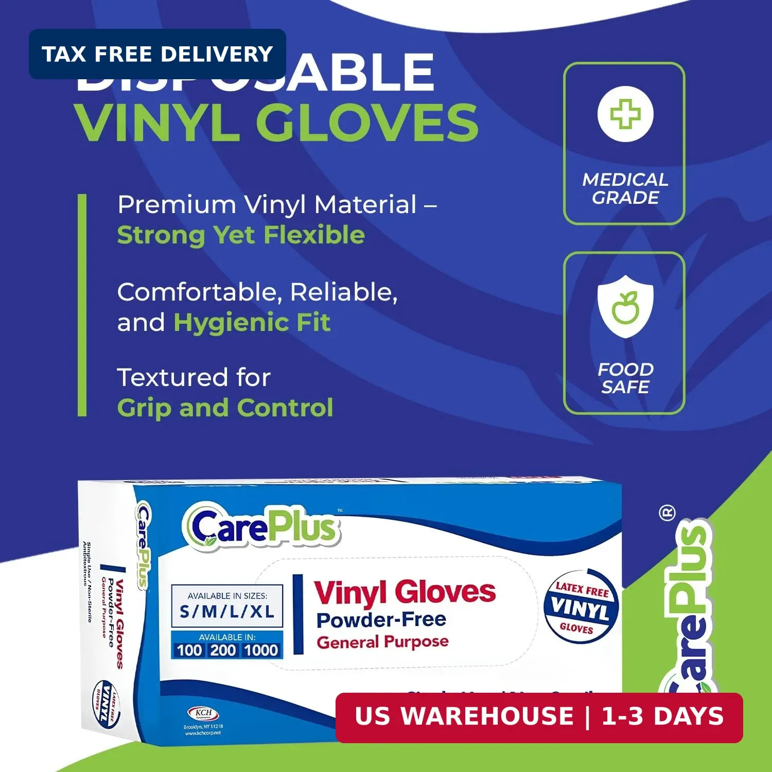CARE PLUS Latex-Free Vinyl Gloves Clear Small Size 100 Count | Heavy Duty, Non-S