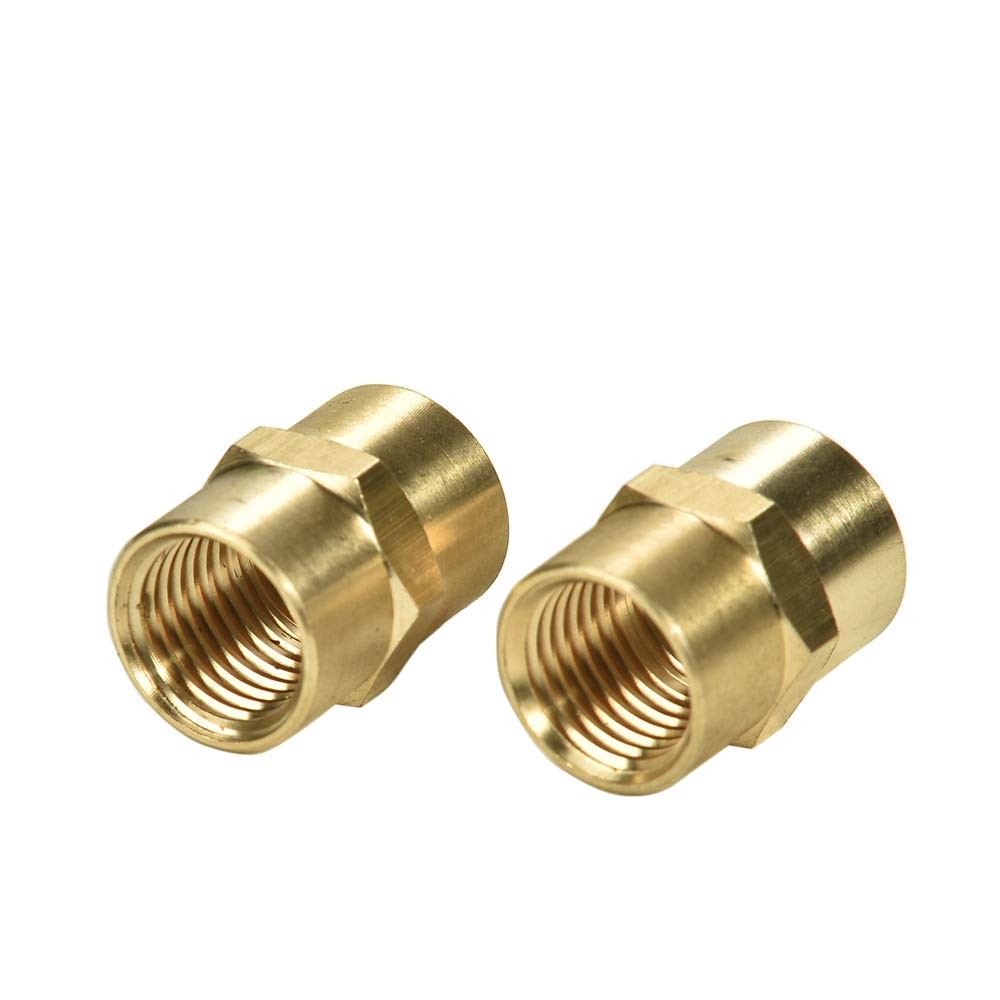 1/4″ x 1/4″ NPT Coupler, Brass Female Pipe Fitting (1/4″ x 1/4″ NPT Female, 2)