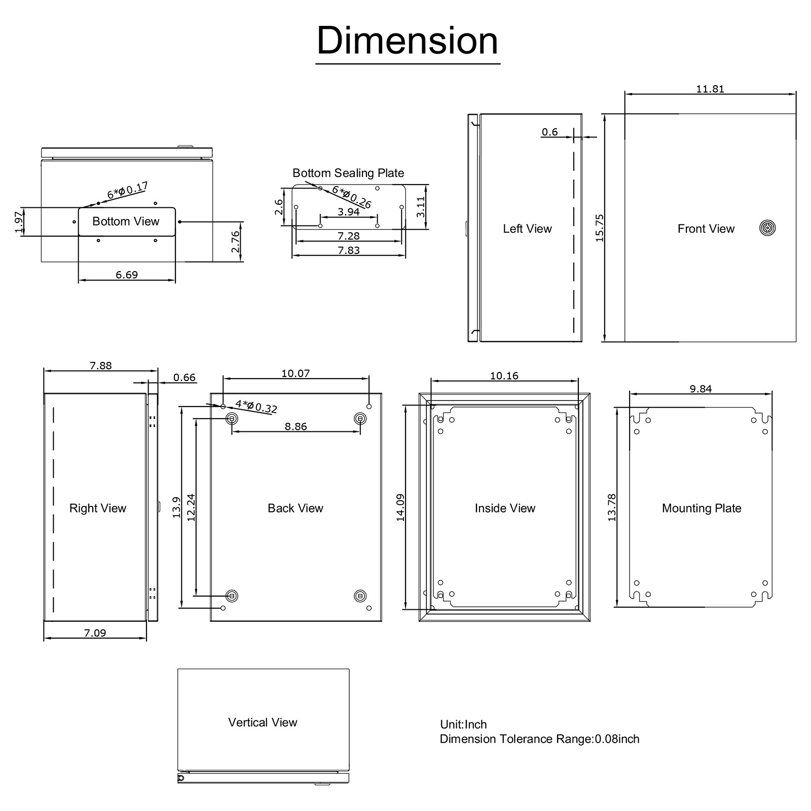 Uimoso Steel Electrical Enclosure Box16x12x8in Stainless Steel for Wiring