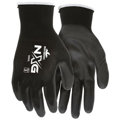 NXG® 13 Gauge Black Nylon w/ Black Polyurethane Coated Palm & Fingertips Work