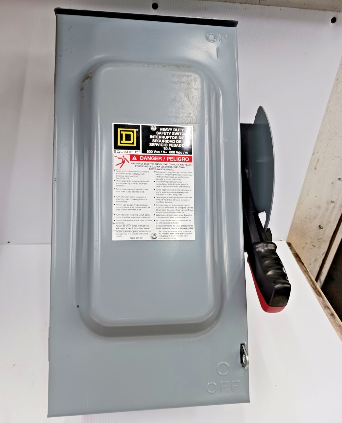 Square D 60 Amp Fusible Safety Switch 3R Outdoor H362NRB 3 Pole 600 Vac