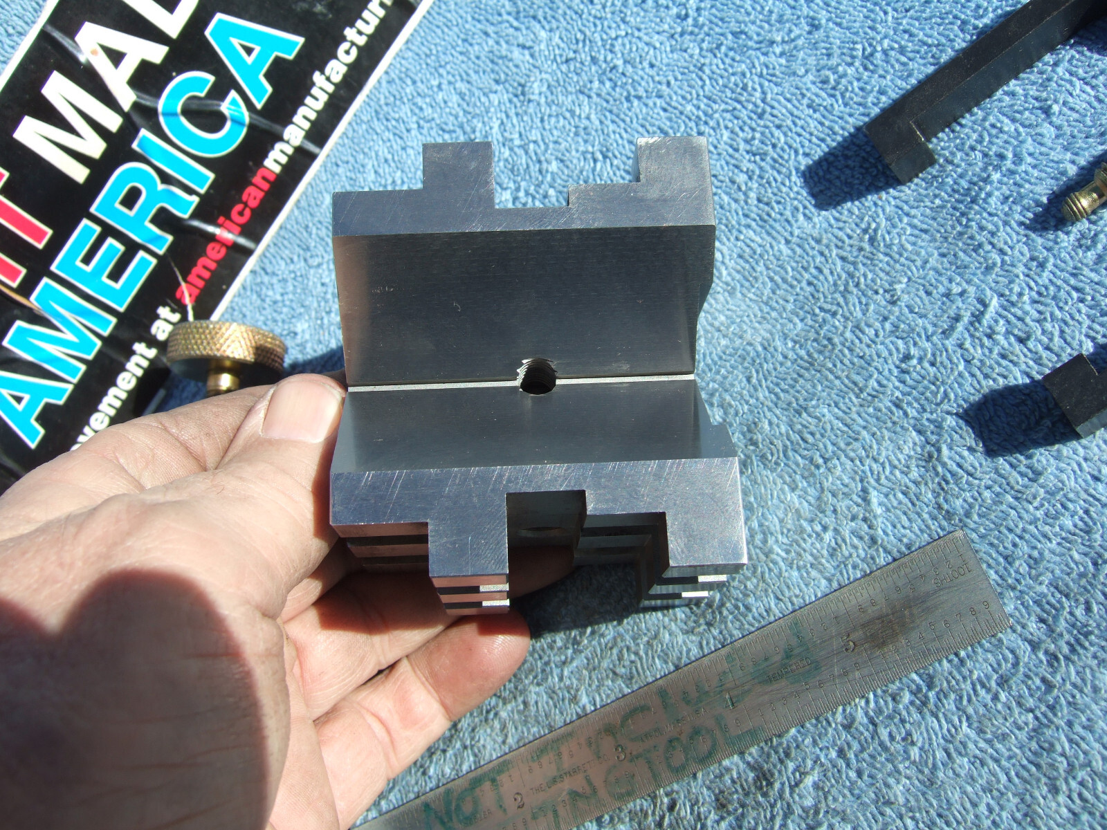V BLOCKS (2) W/CLAMPS USED TOOLMAKER MACHINIST MADE CLEAN VINTAGE OLD TOOLING DW