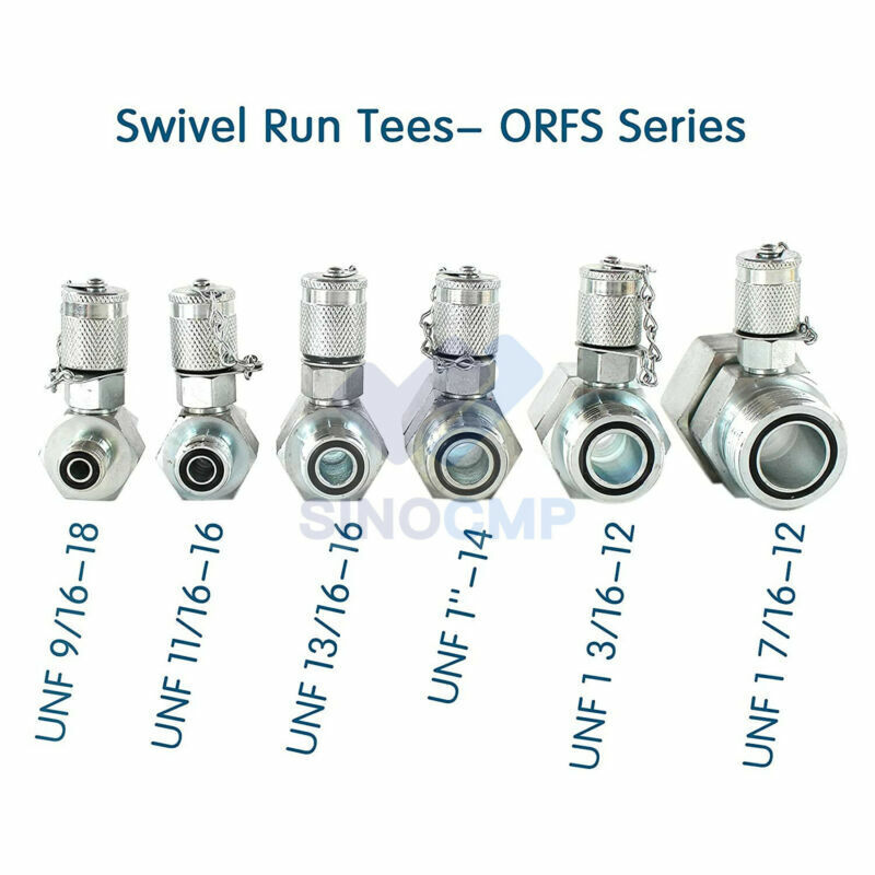 6PCS ORFS Hydraulic Swivel Run Tees, Test Coupling Point, Tee Fittings