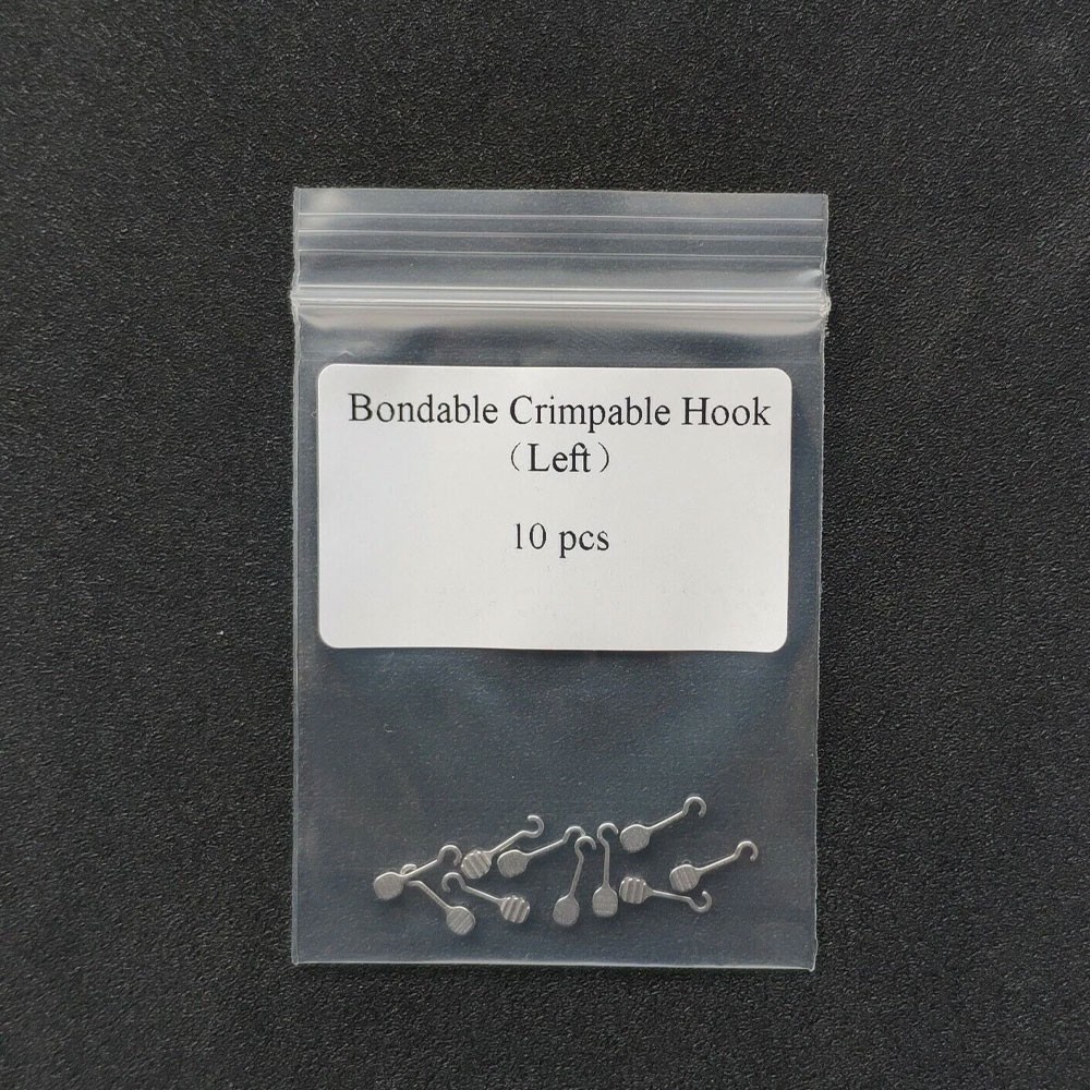 10 Pieces Bondable Sliding Crimpable Hook Long Curved Left/Right 10Pcs/pack