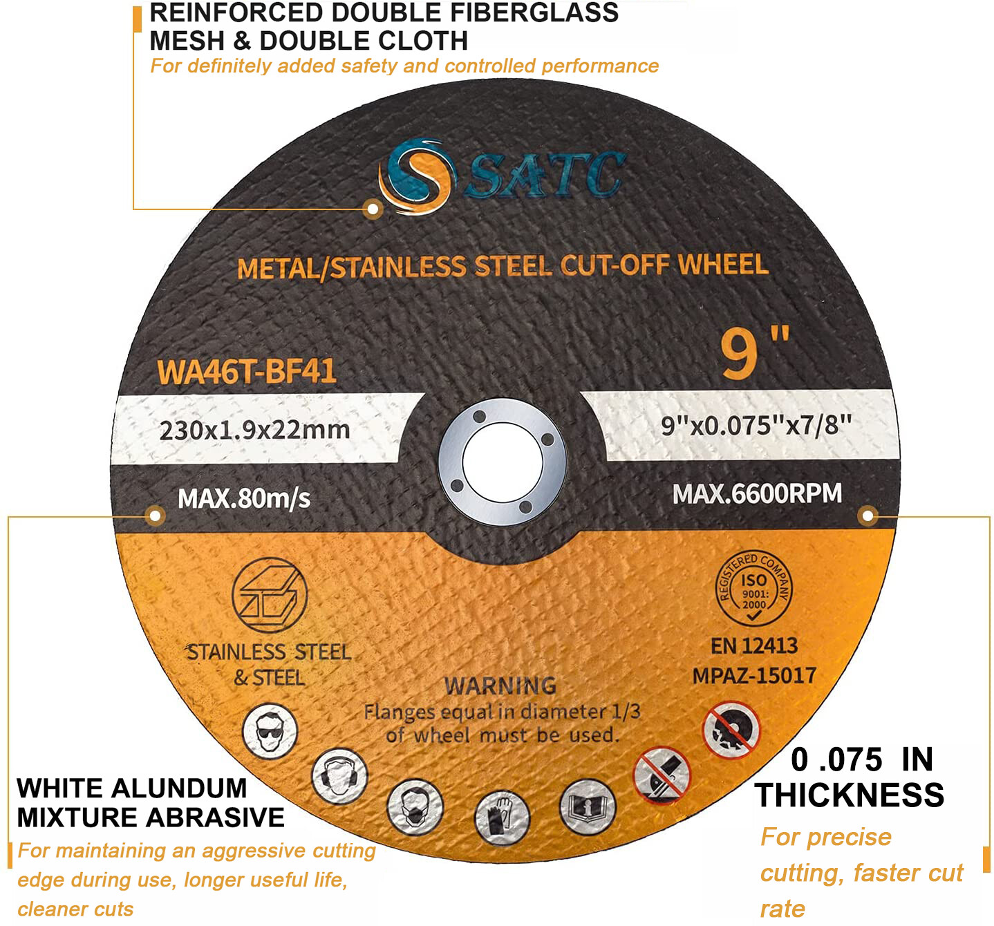25PCS 9 inch Cut Off Wheel Metal Stainless Steel Cutting Disc for Angle Grinder