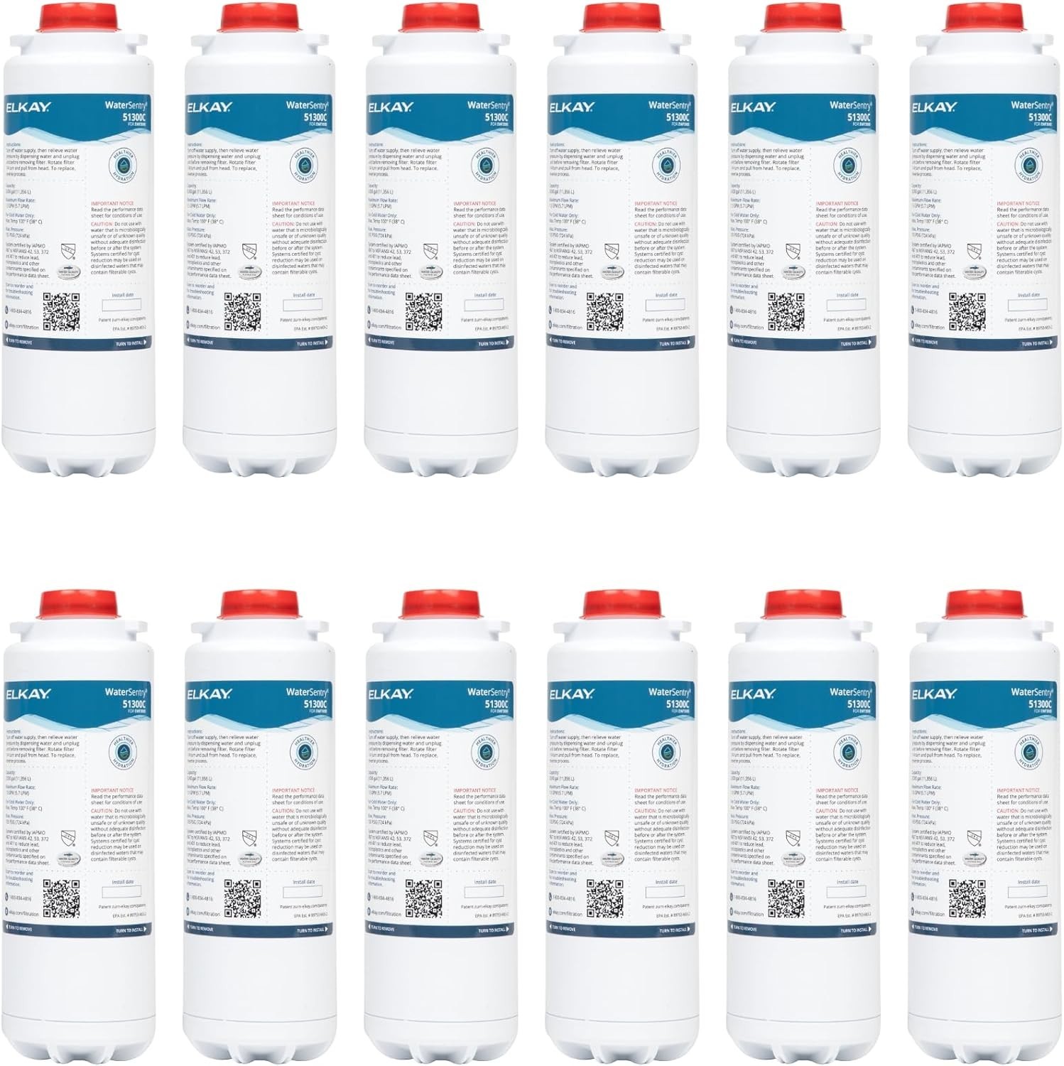Elkay Genuine WaterSentry 51300C Lead + Microplastics Filters (12-Pack)
