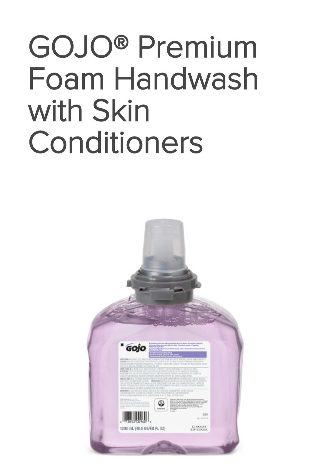 GOJO Premium Foam Handwash With Skin Conditioner. 1200ml 40.5oz 5361 Cranberry