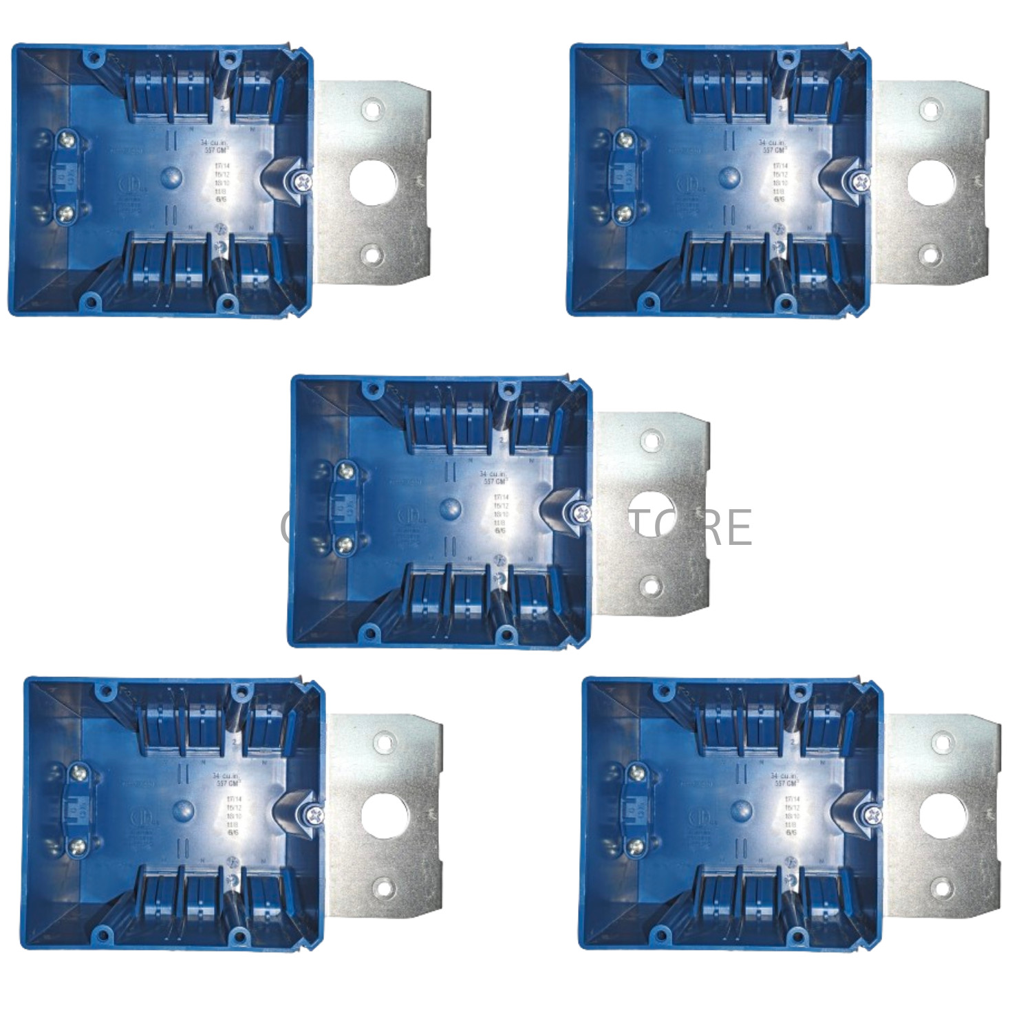 5-Pack 2-Gang New Work ETL Electrical Boxes 34 Cu In Adjustable Bracket Mount