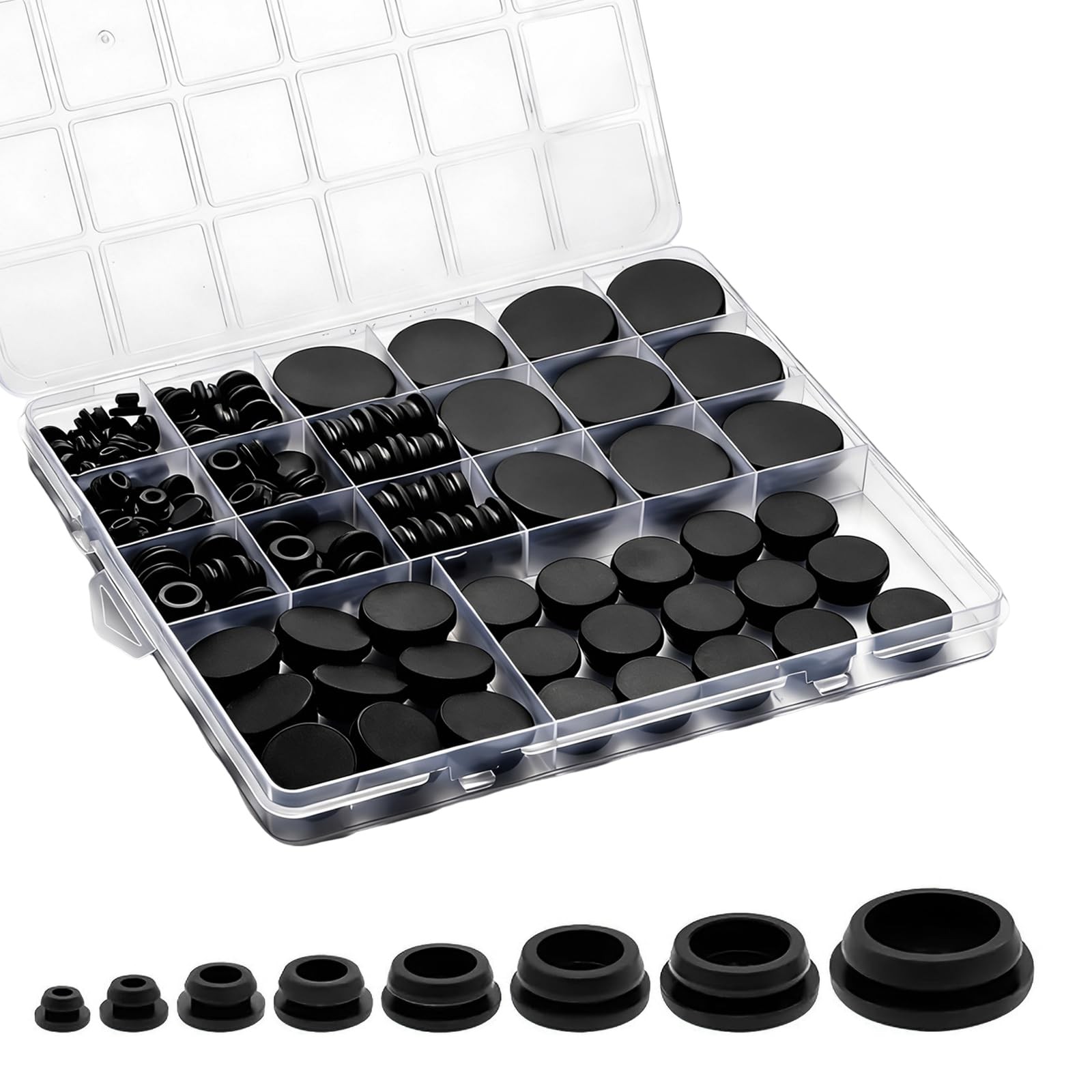 125Pcs Rubber Plugs for Round Holes, Durable and Long Service Life, 8 Black