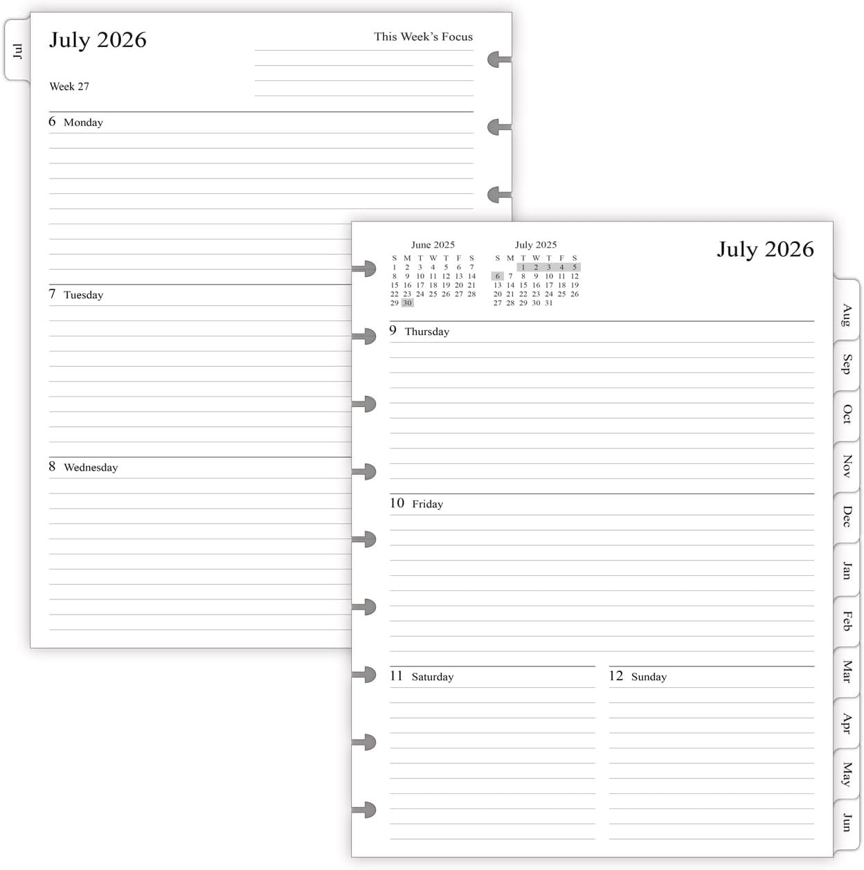 2026-2027 Planner Refills for Happy Planner Classic Notebook, Weekly & Monthly,