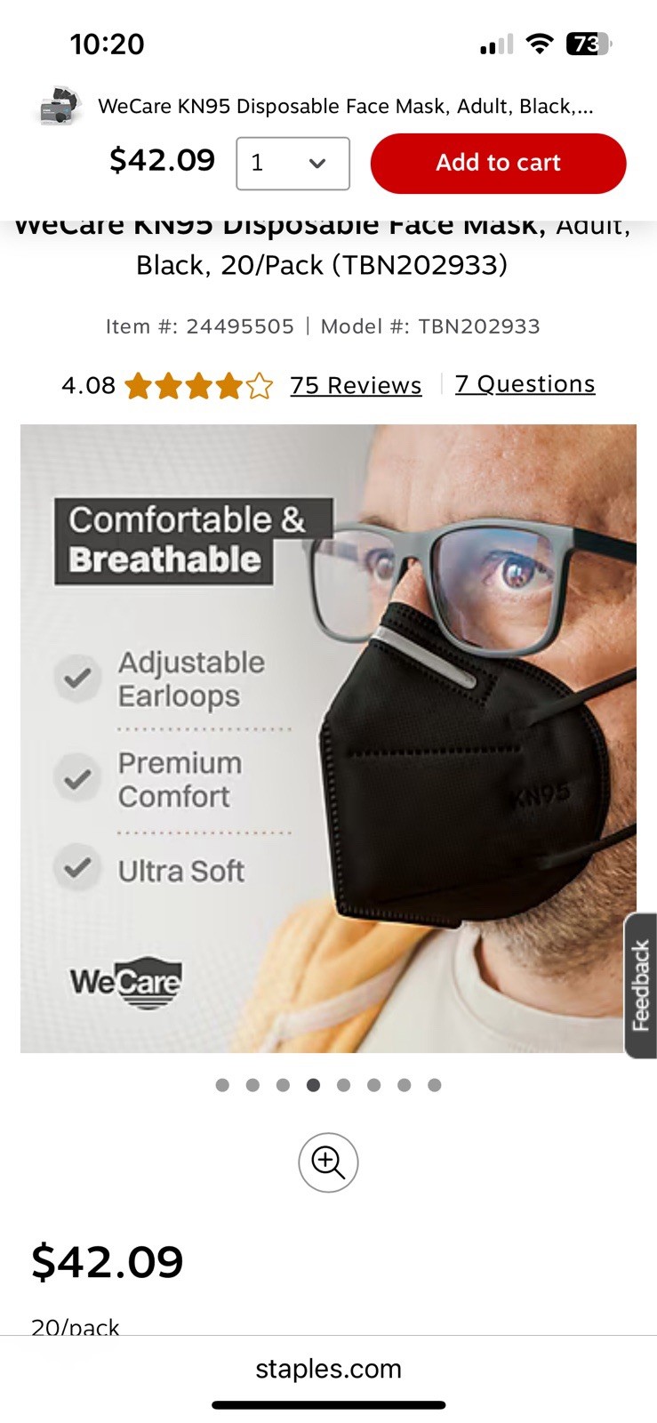 KN95 WeCare Protective Disposable Face Masks Individually Wrapped White or Black