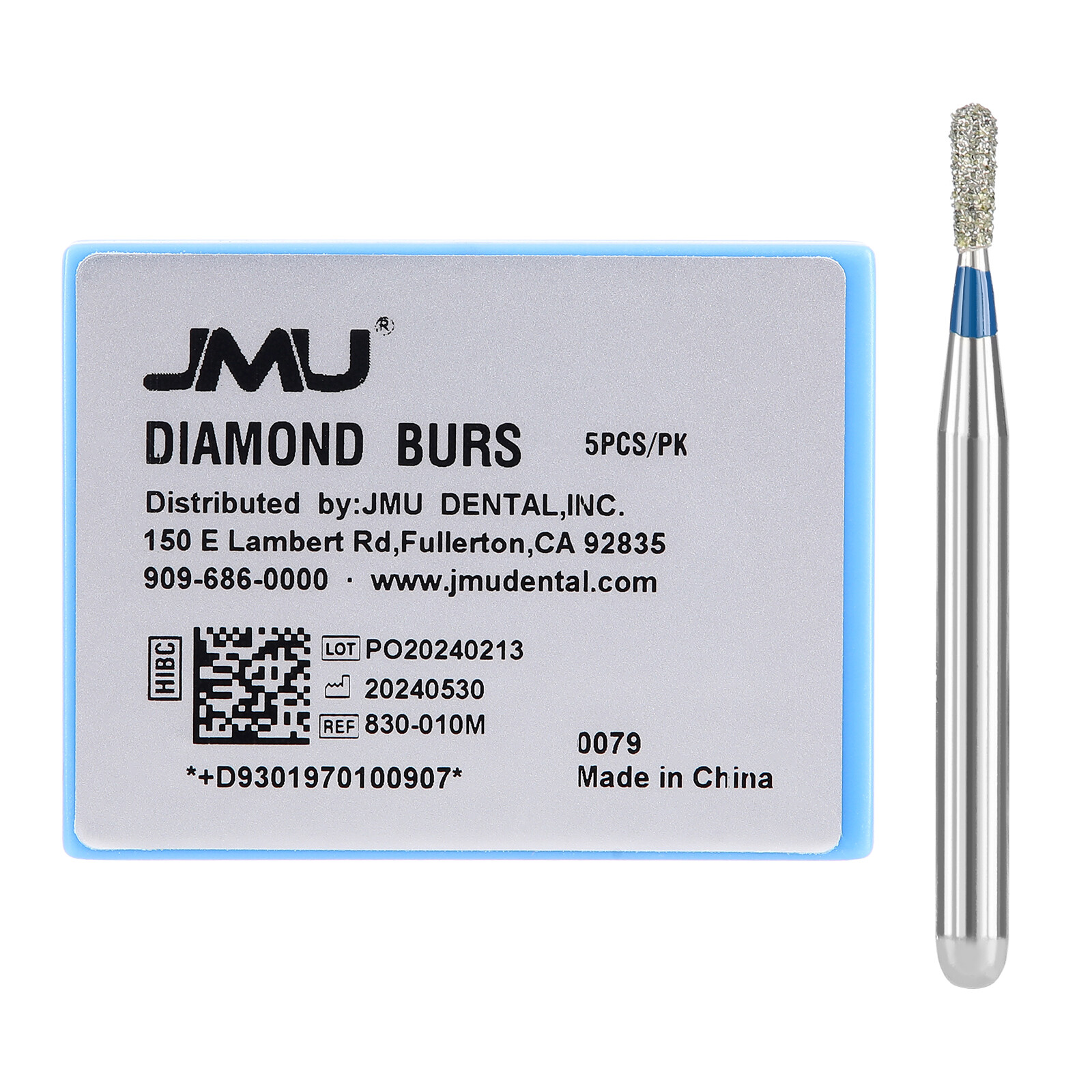 JMU Pear Shape Diamond Burs Medium Grit Friction Grip Burs for High Speed HP 5PC