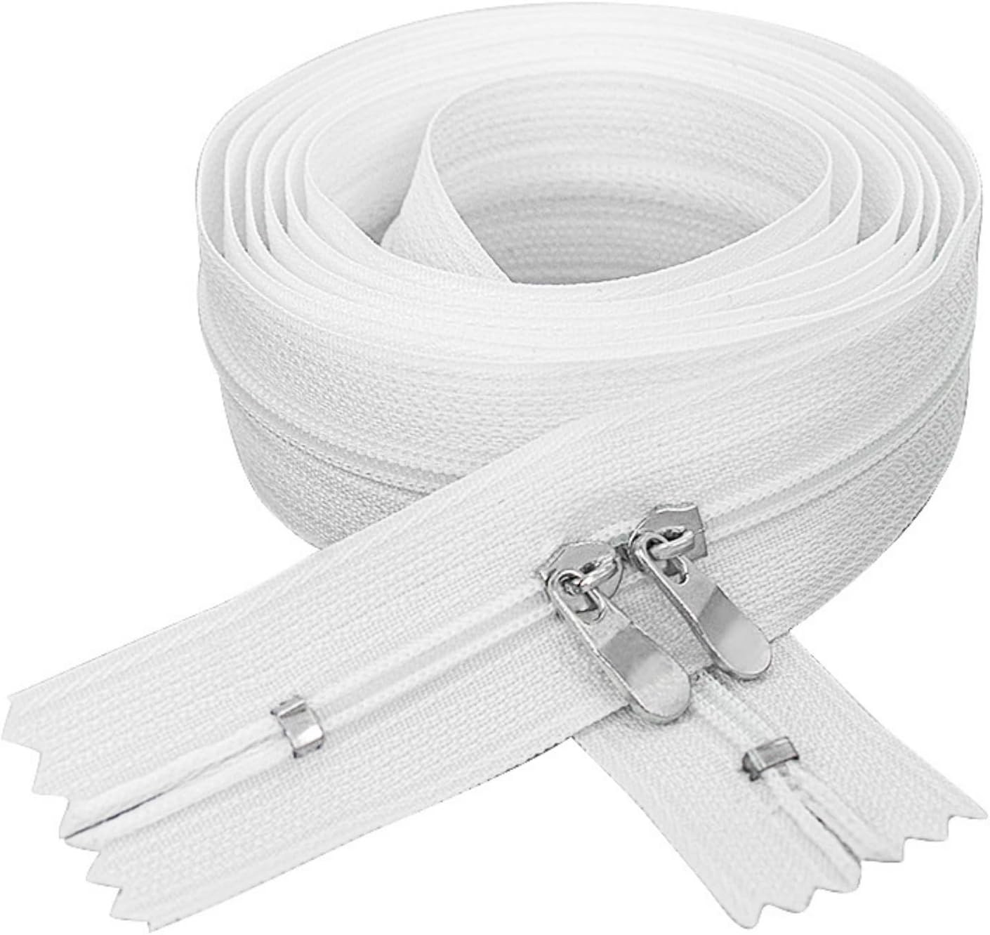 5PCS 39″ White #3Nylon Coil Zippers Double Head to Head Sliders Closed End Long
