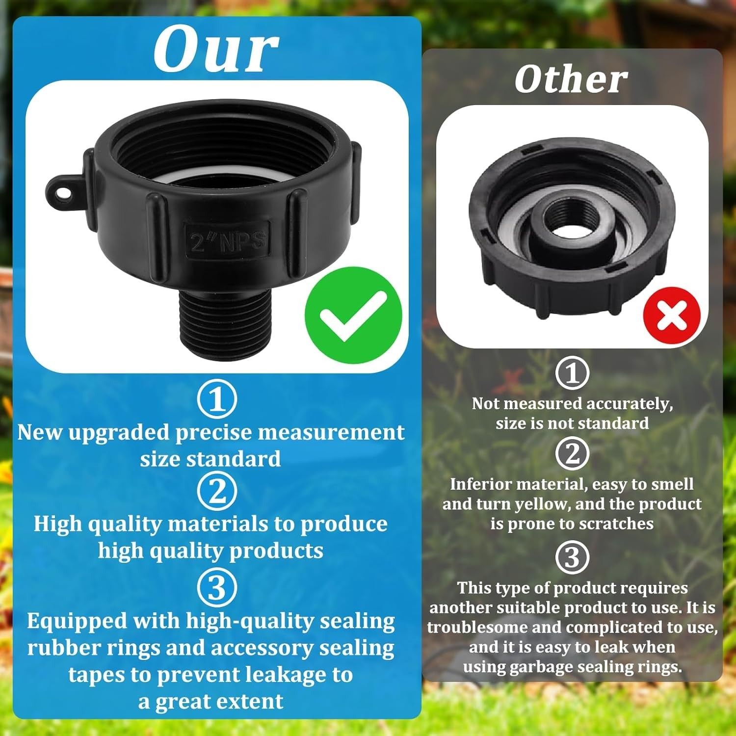250 Gallon IBC Water tote Hose Adapter, IBC Drain Adapter,Water Hose Male Ada…