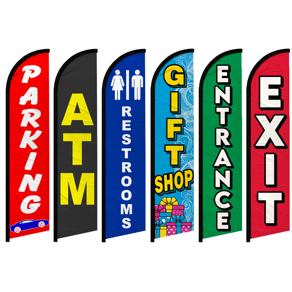 Event Signs Full Curve Windless Swooper Flag ATM Exit Parking
