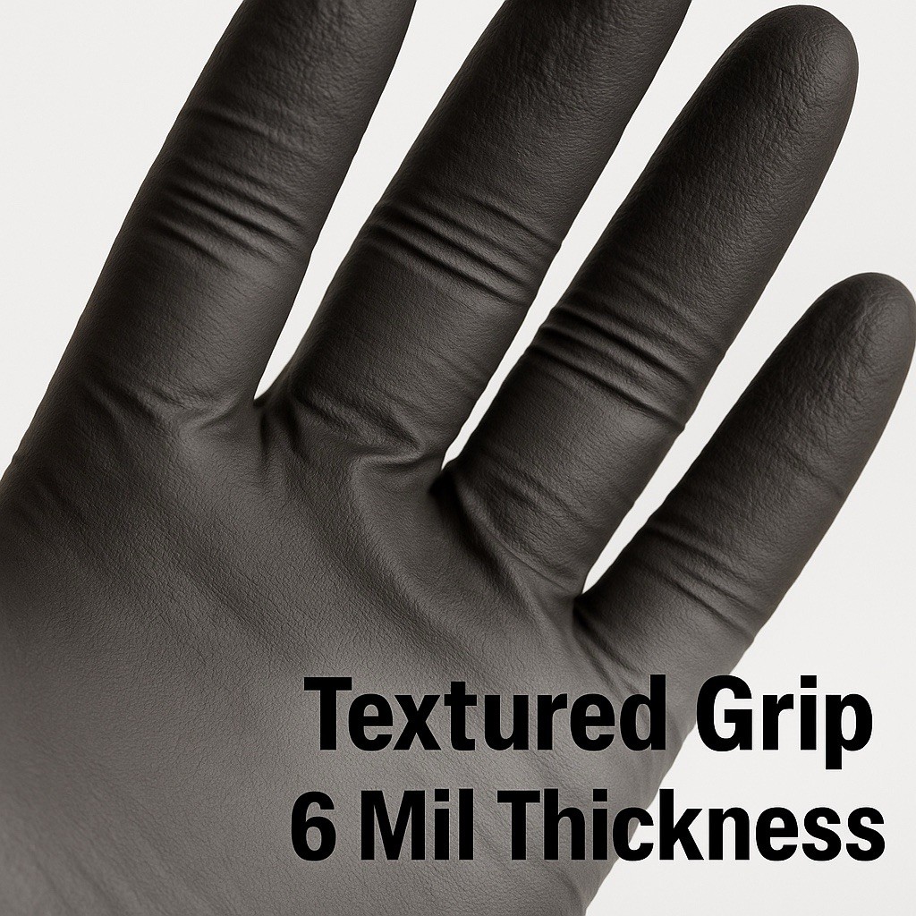 Lavex Pro 6 Mil Black Nitrile Gloves Large 100ct | Heavy-Duty Powder-Free