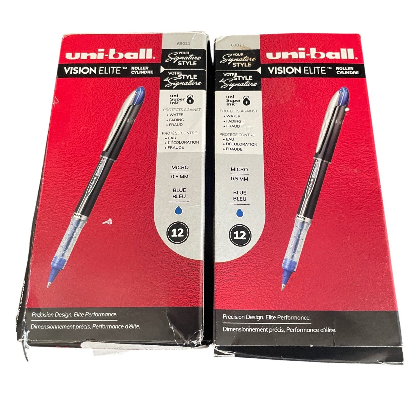 ⁠Uni-ball Vision Elite Rollerball Pens Blue Ink 0.5mm Micro 69021 (Lot of 20)⁠